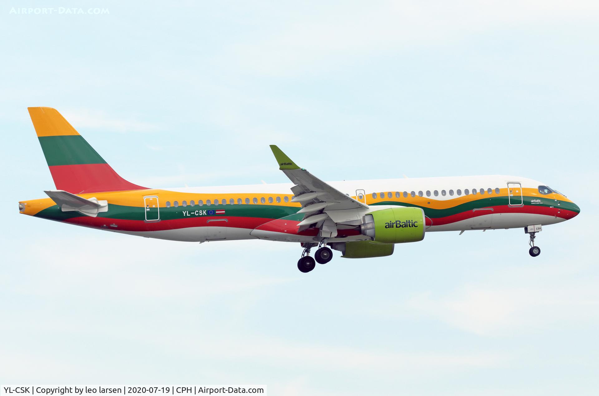 YL-CSK, 2018 Airbus A220-300 C/N 55039, Copenhagen 19.7.2020
