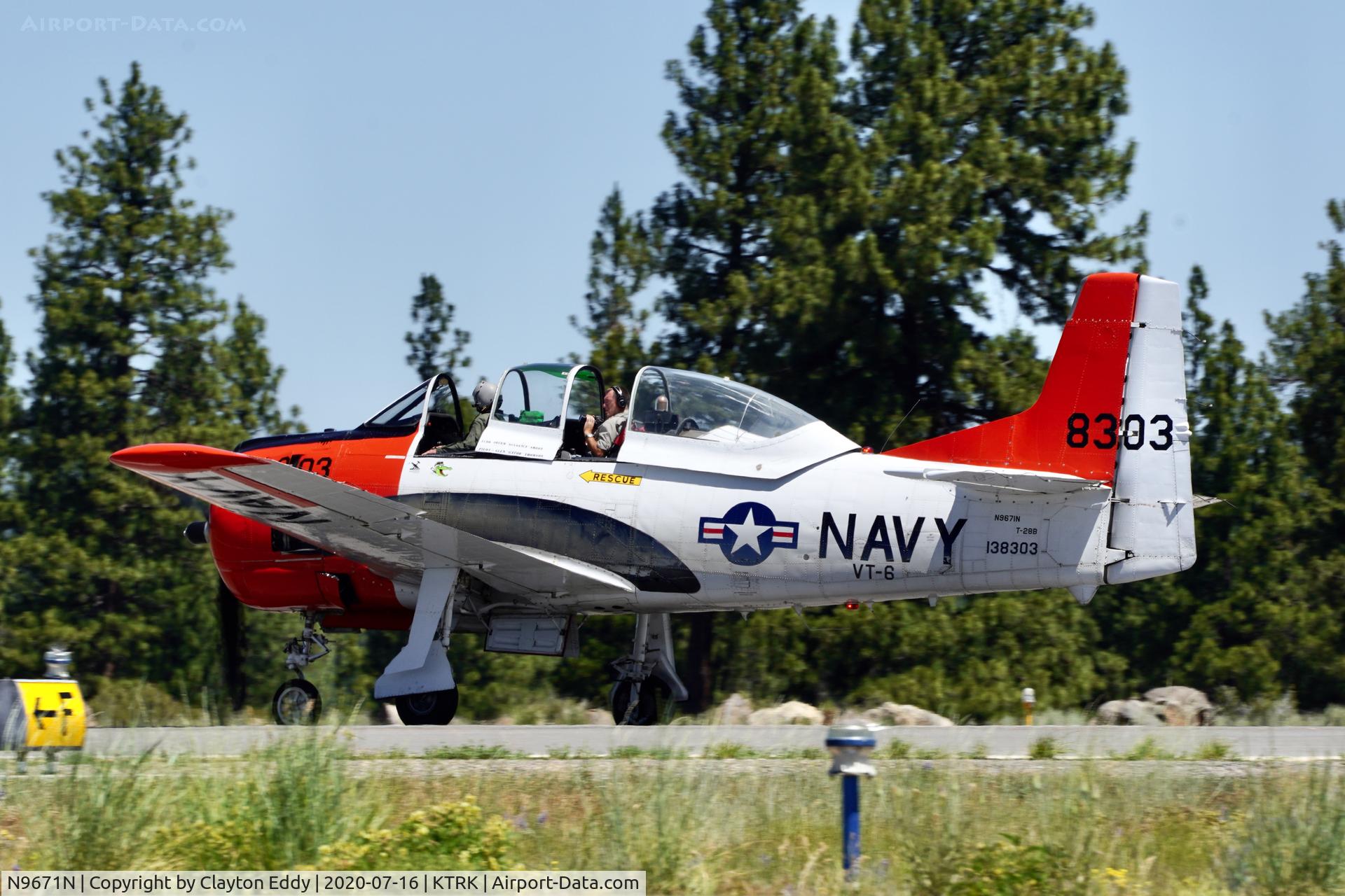 N9671N, 1986 North American T-28B Trojan C/N 200-374 (138303), Part of the D-day Squadron Truckee Tahoe flyover July 4th 2020.