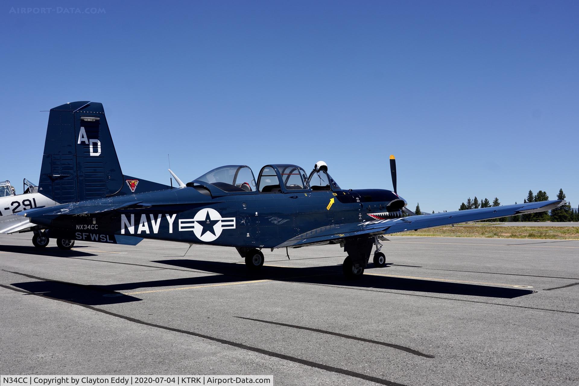 N34CC, 1982 Beech T-34C-1 Turbo Mentor C/N GM-86, Part of the D-day Squadron Truckee Tahoe flyover July 4th 2020.