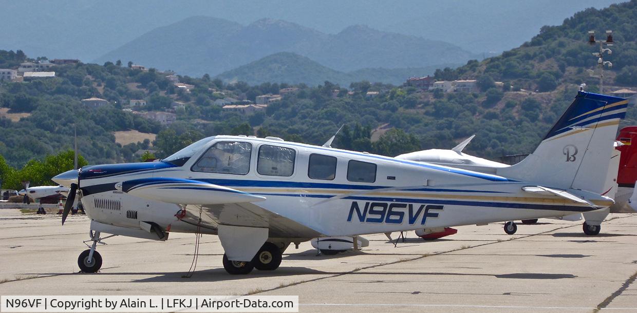 N96VF, 2008 Hawker Beechcraft Corp G36 Bonanza C/N E-3826, Saisi en Juillet 2020 au parking Aviation Générale d'Ajaccio .