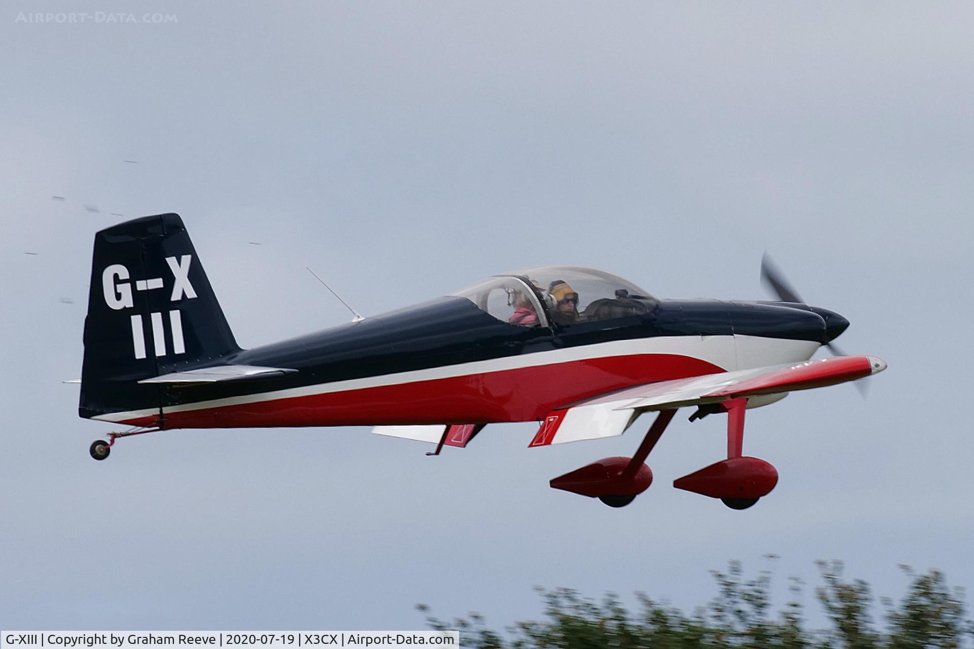 G-XIII, 2005 Vans RV-7 C/N PFA 323-14165, Departing from Northrepps.