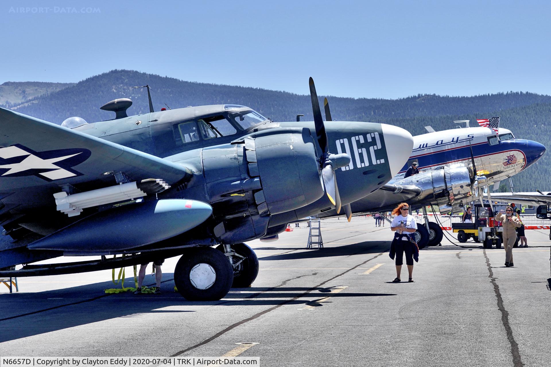 N6657D, 1945 Lockheed PV-2D Harpoon C/N 15-1606, Part of the D-day Truckee Tahoe flyover July 04 2020.