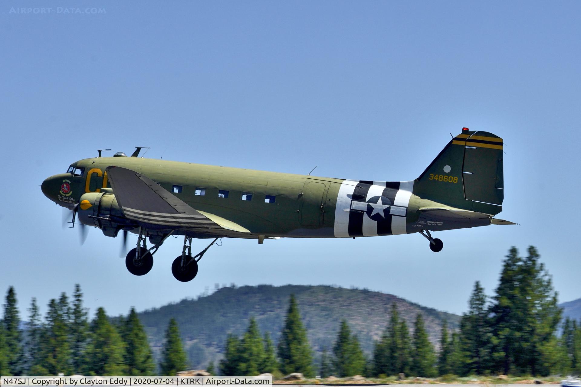 N47SJ, 1943 Douglas DC3C-R (C-47B-5-DK) C/N 14423, Truckee airport California 2020.