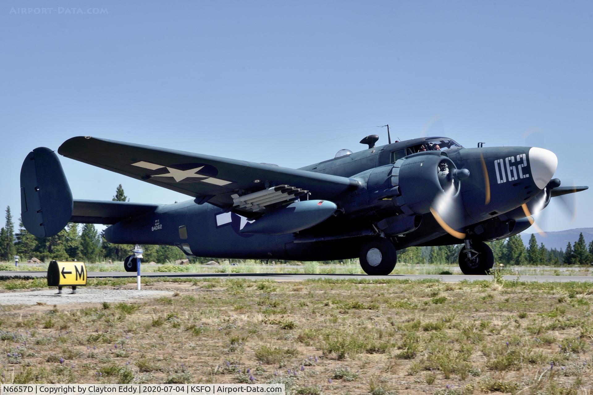 N6657D, 1945 Lockheed PV-2D Harpoon C/N 15-1606, Part of the D-day Squadron Truckee Tahoe flyover July 4th 2020.
