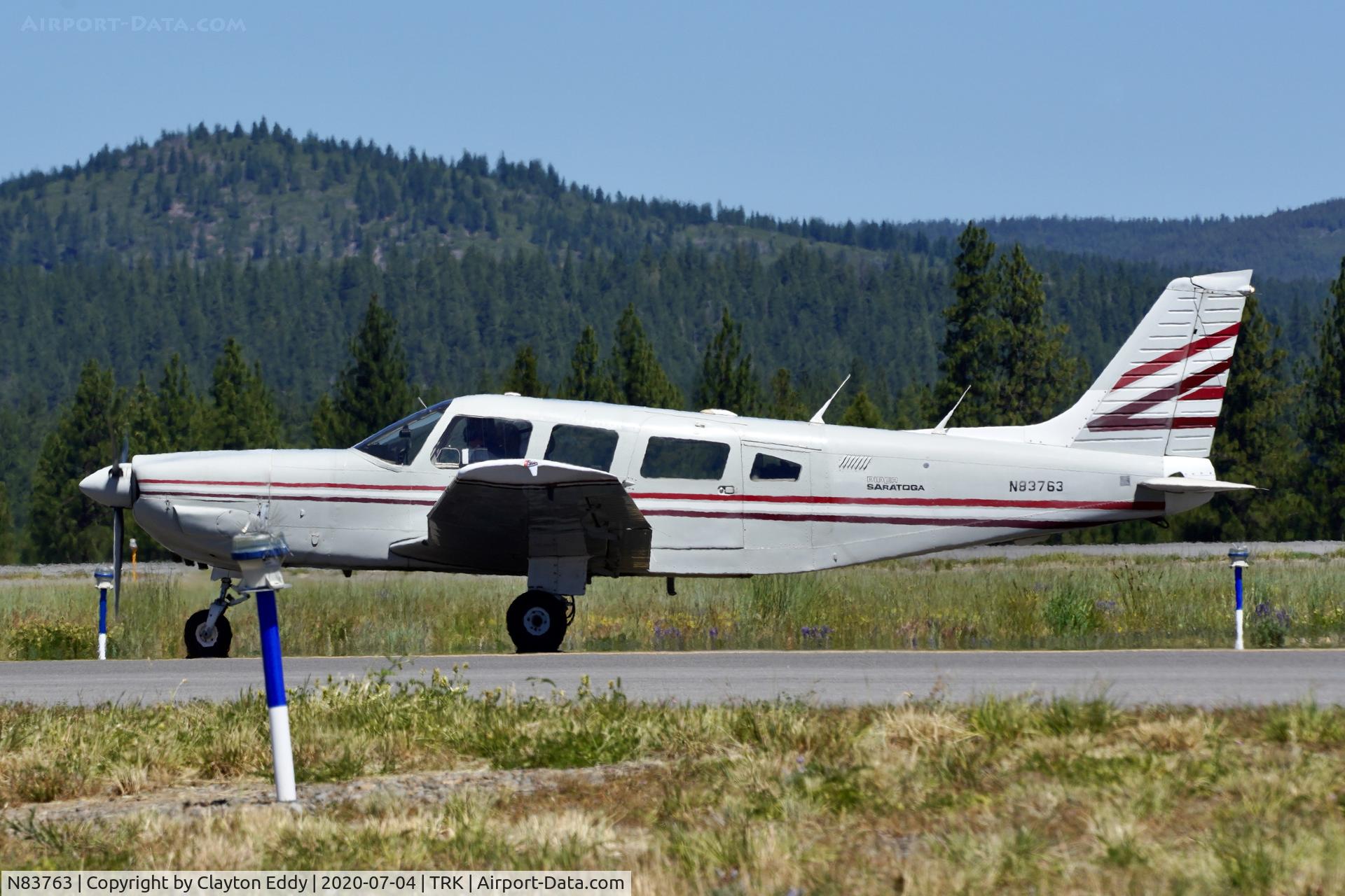 N83763, 1981 Piper PA-32-301 Saratoga C/N 32-8106062, Truckee airport California 2020.