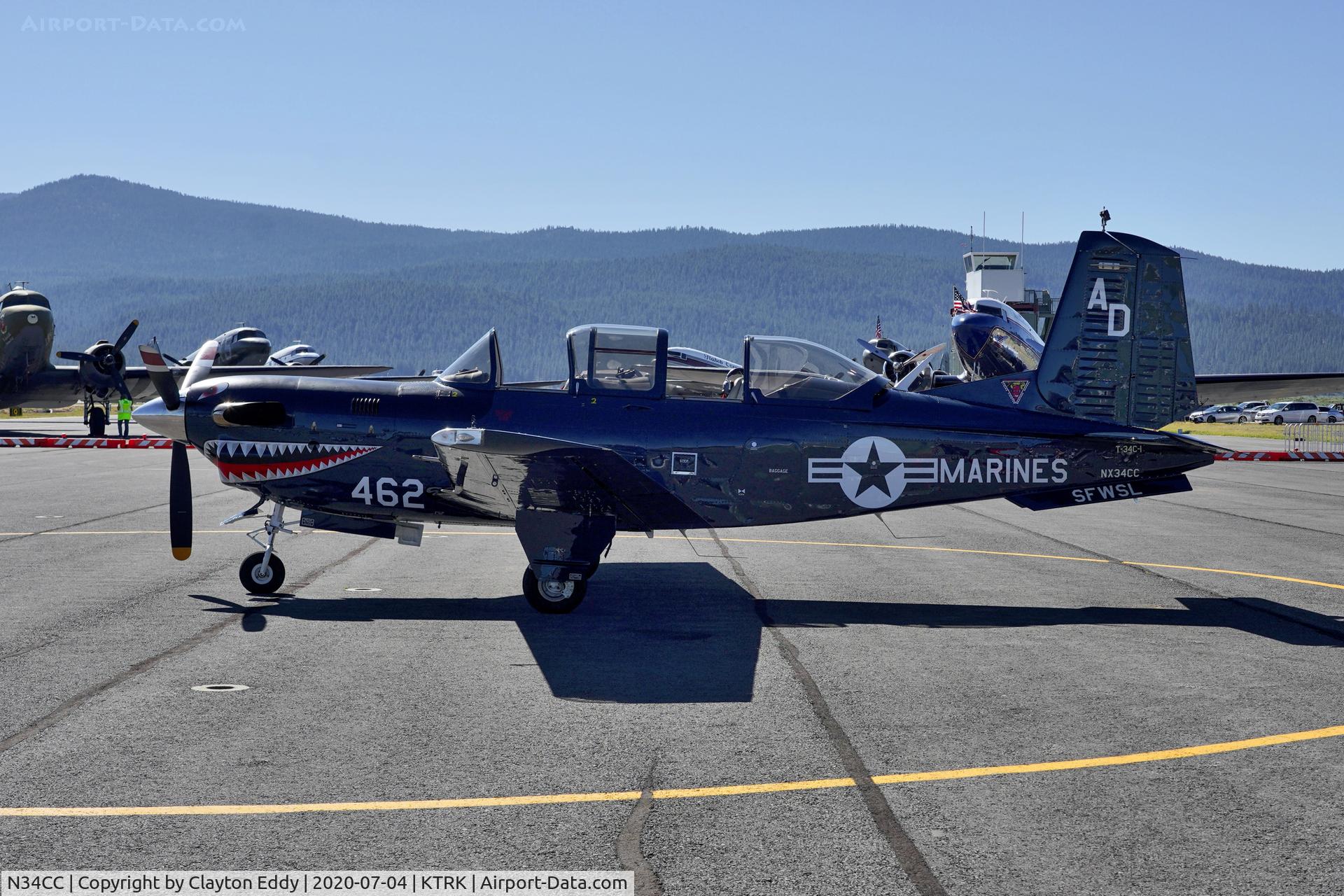 N34CC, 1982 Beech T-34C-1 Turbo Mentor C/N GM-86, Part of the D-day Squadron Truckee Tahoe flyover July 4th 2020.