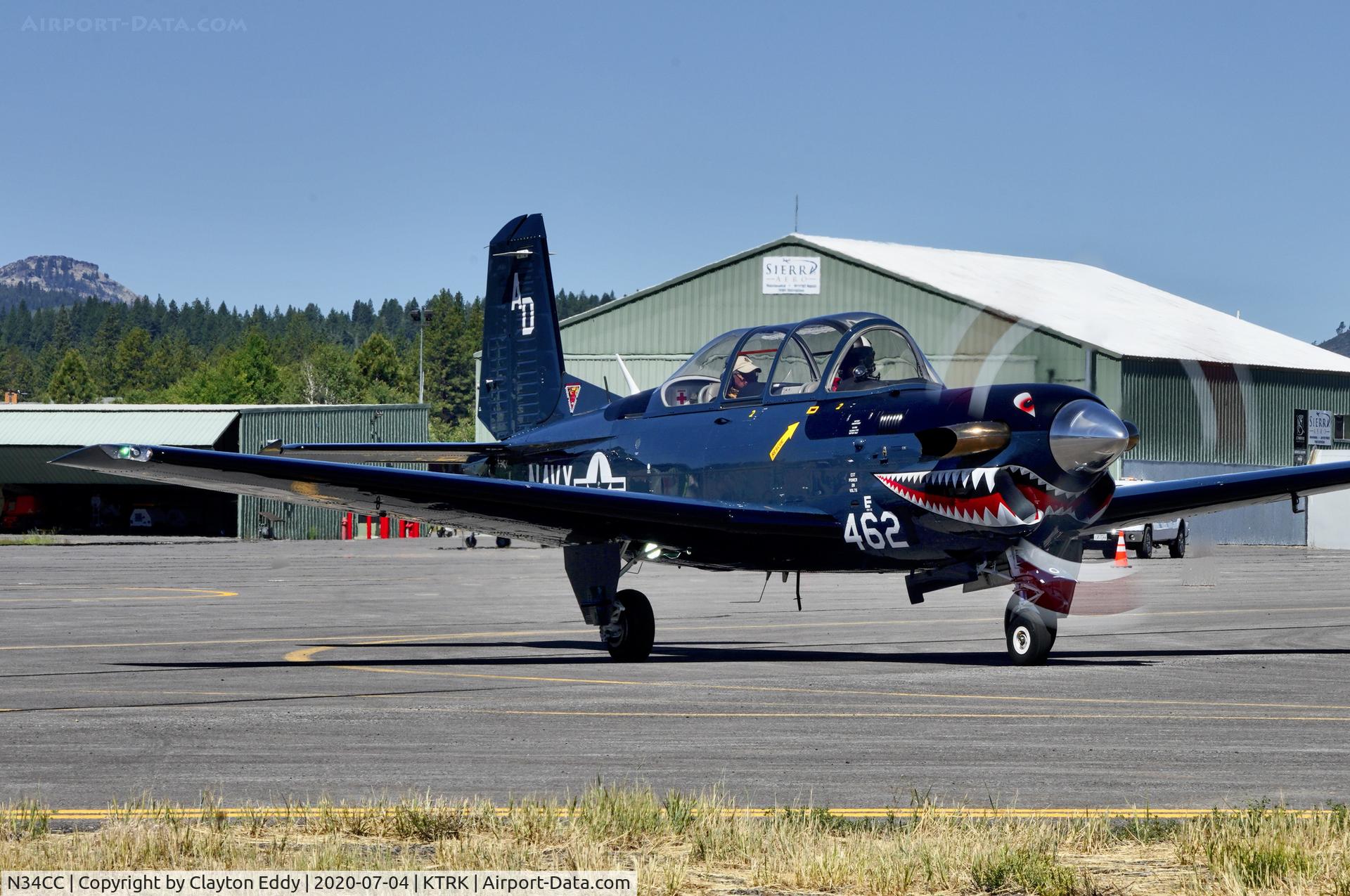 N34CC, 1982 Beech T-34C-1 Turbo Mentor C/N GM-86, Part of D-day Squadron Truckee Tahoe flyover July 4th 2020.
