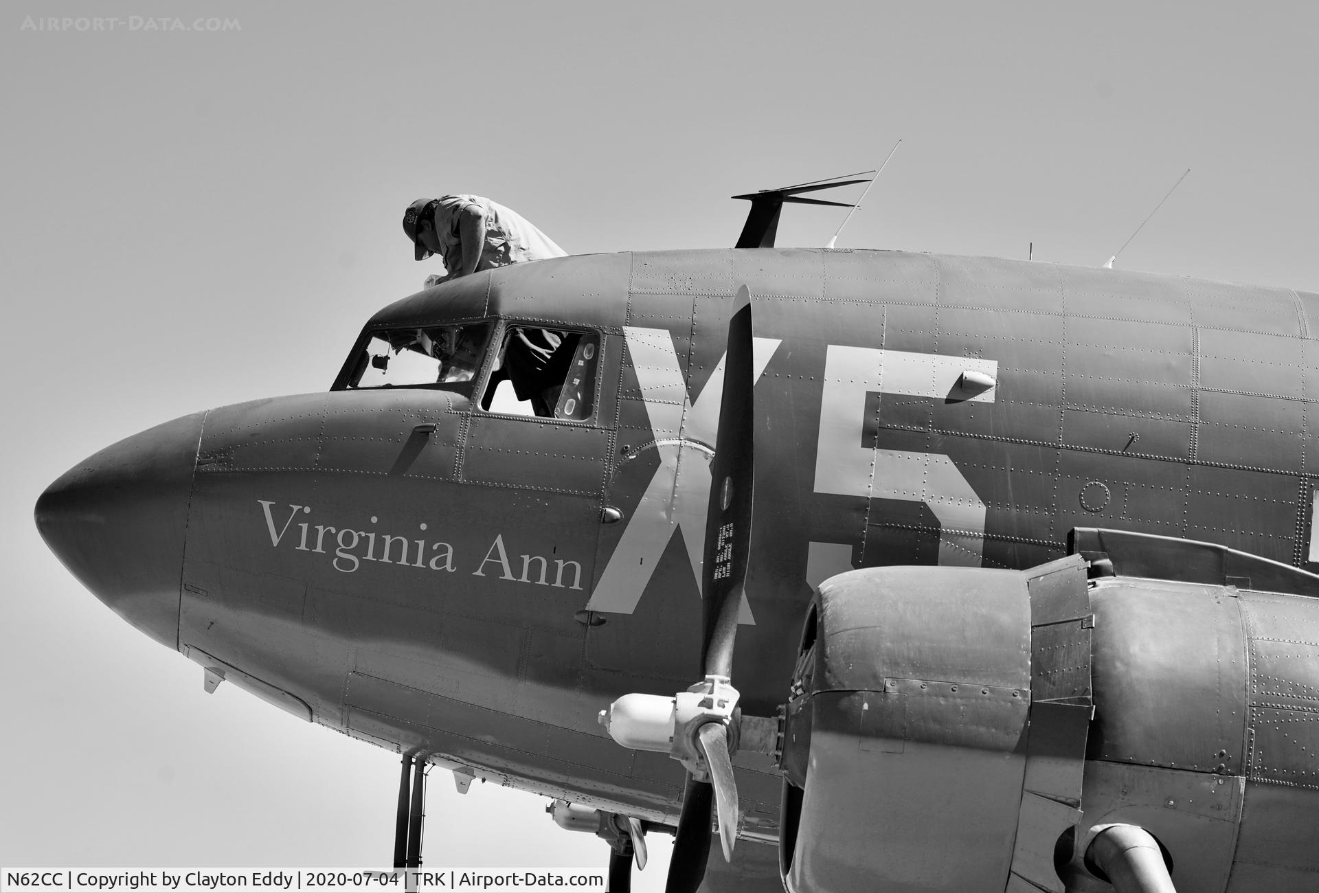 N62CC, 1943 Douglas DC-3C (C-47A-DL) C/N 13798, Part of the D-day Squadron Truckee Tahoe flyover July 4th 2020.