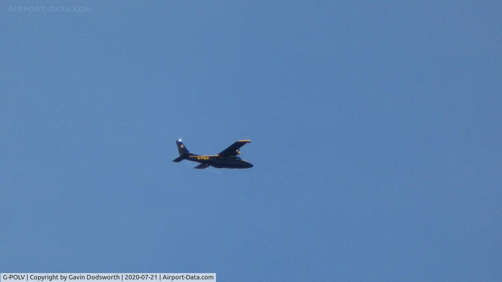 G-POLV, 2016 Vulcanair P-68R Victor C/N 498/R, Flying south over Darlington on Tuesday 21st July 2020