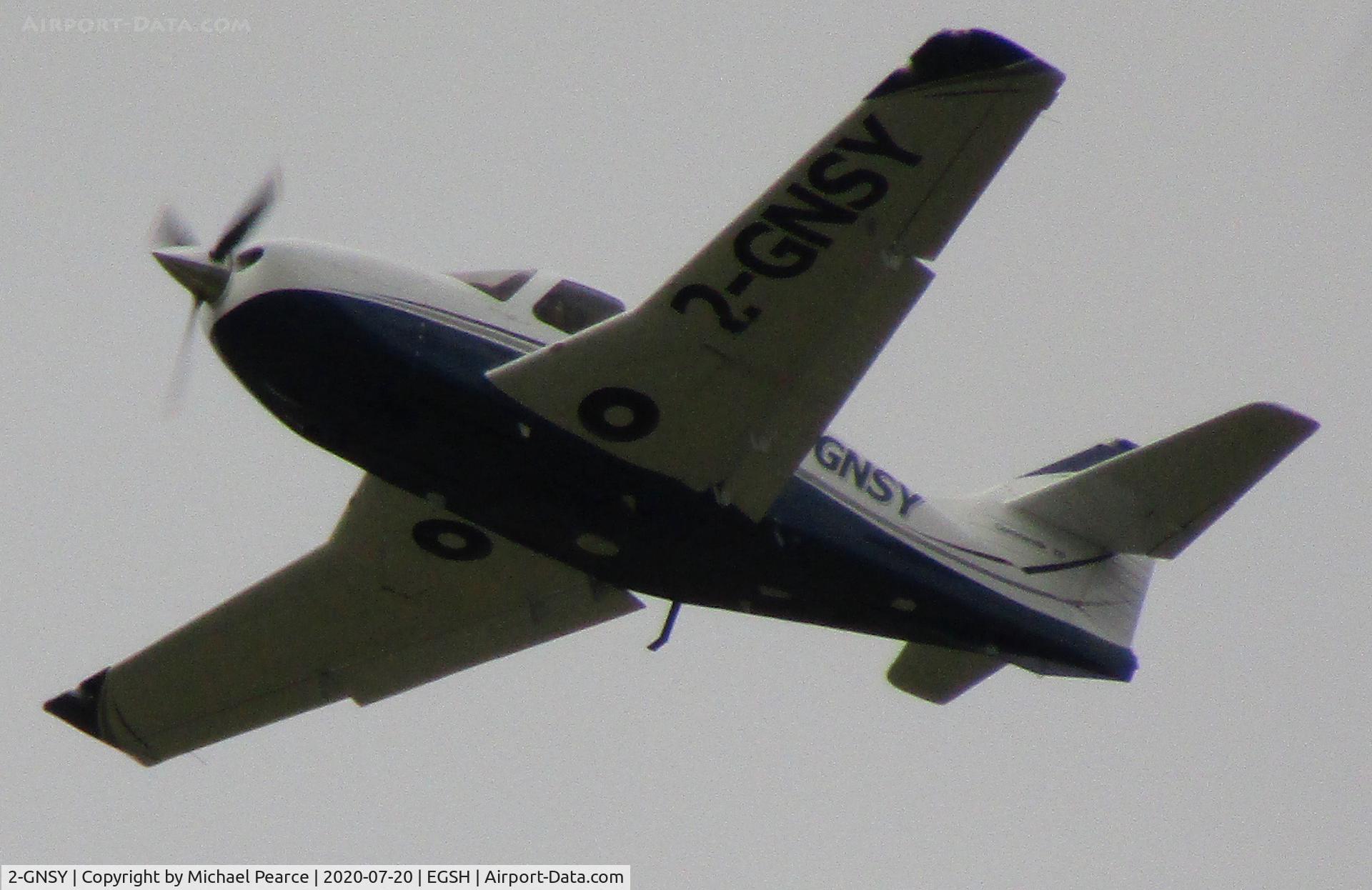 2-GNSY, 2000 Rockwell Commander 114B C/N 14679, Climbing from an ILS approach of RWY 27.