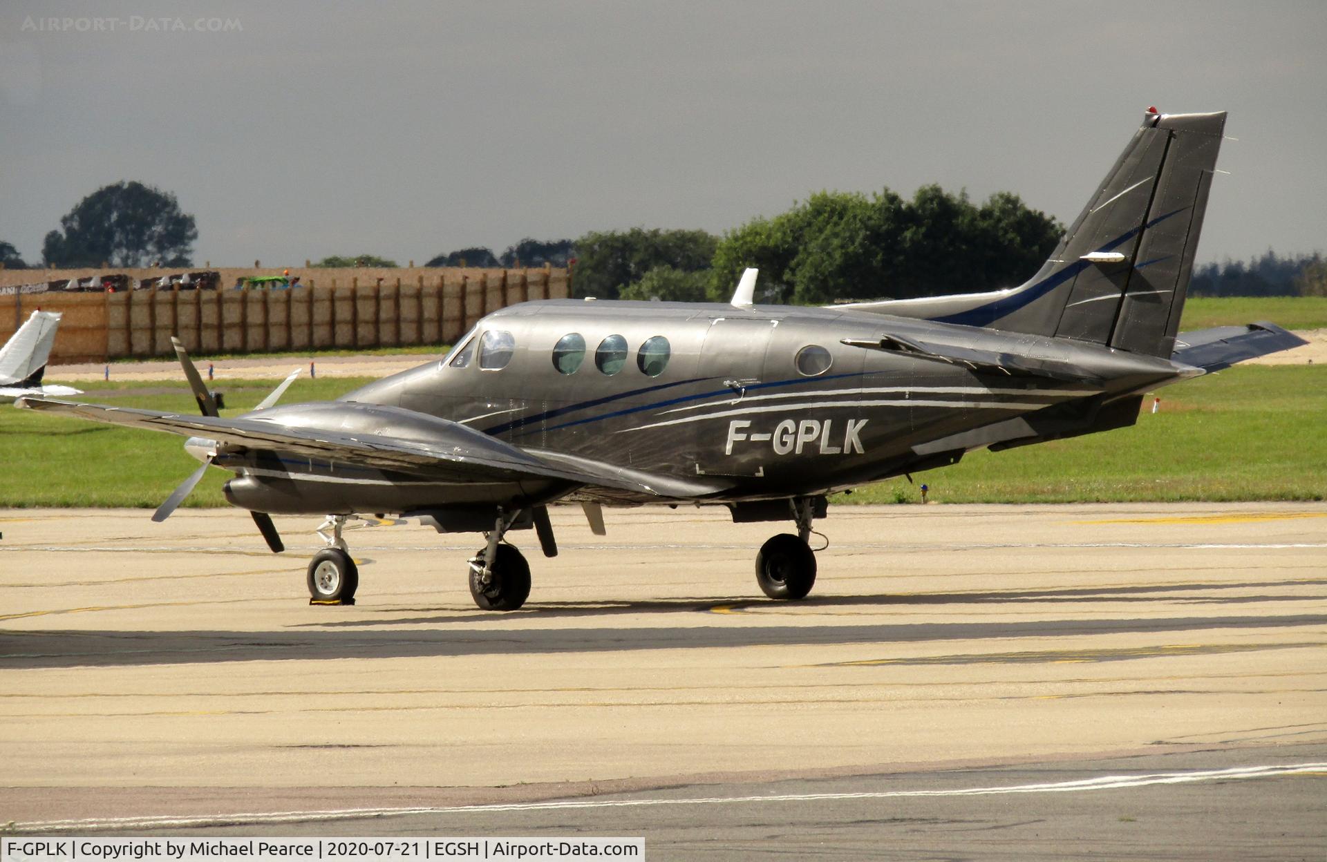 F-GPLK, 1995 Beech C90A King Air King Air C/N LJ-1391, Parked at SaxonAir after arrival from Cambridge (CBG).