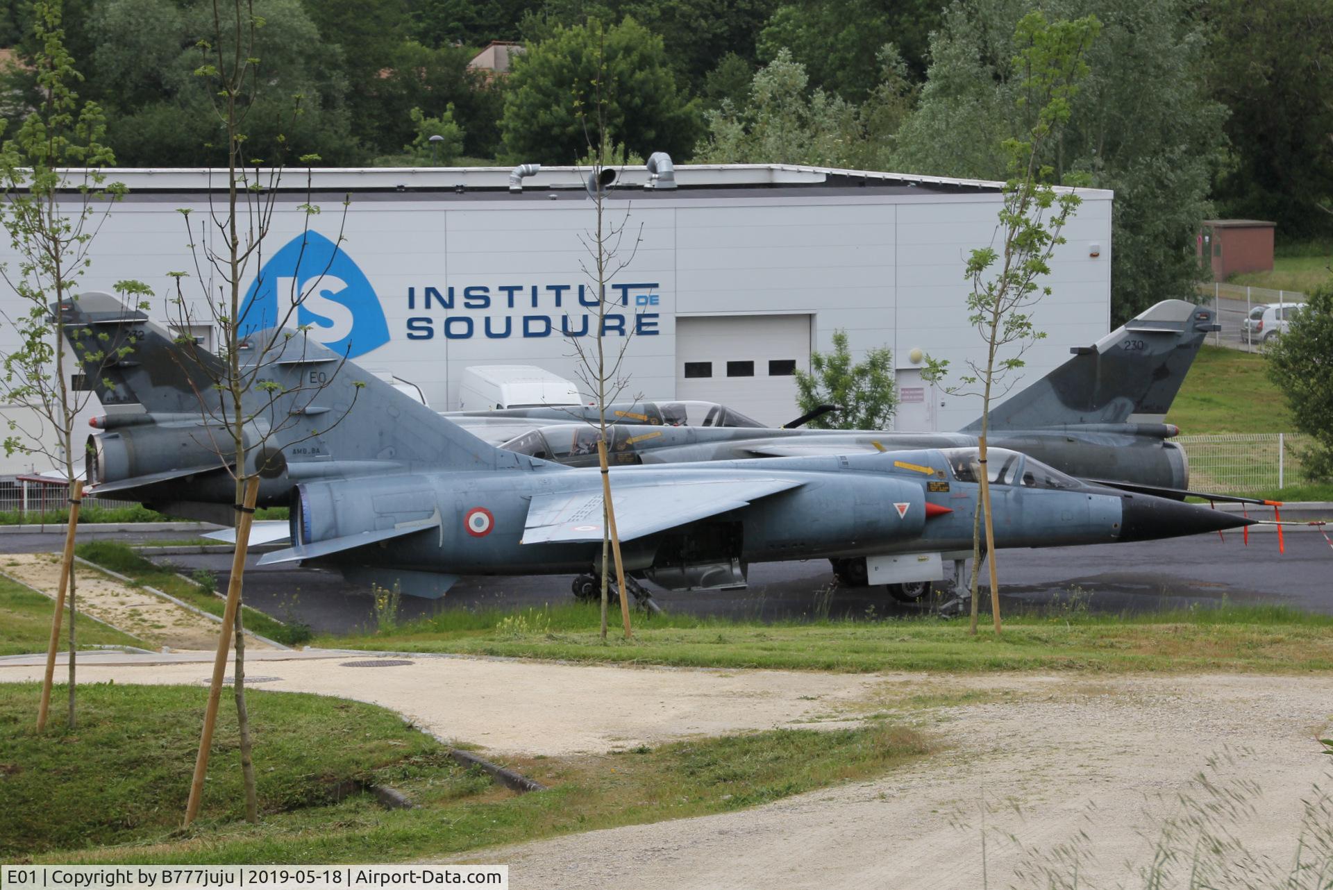 E01, 1973 Dassault Mirage F.1E C/N 01, store at Latresne Sckool