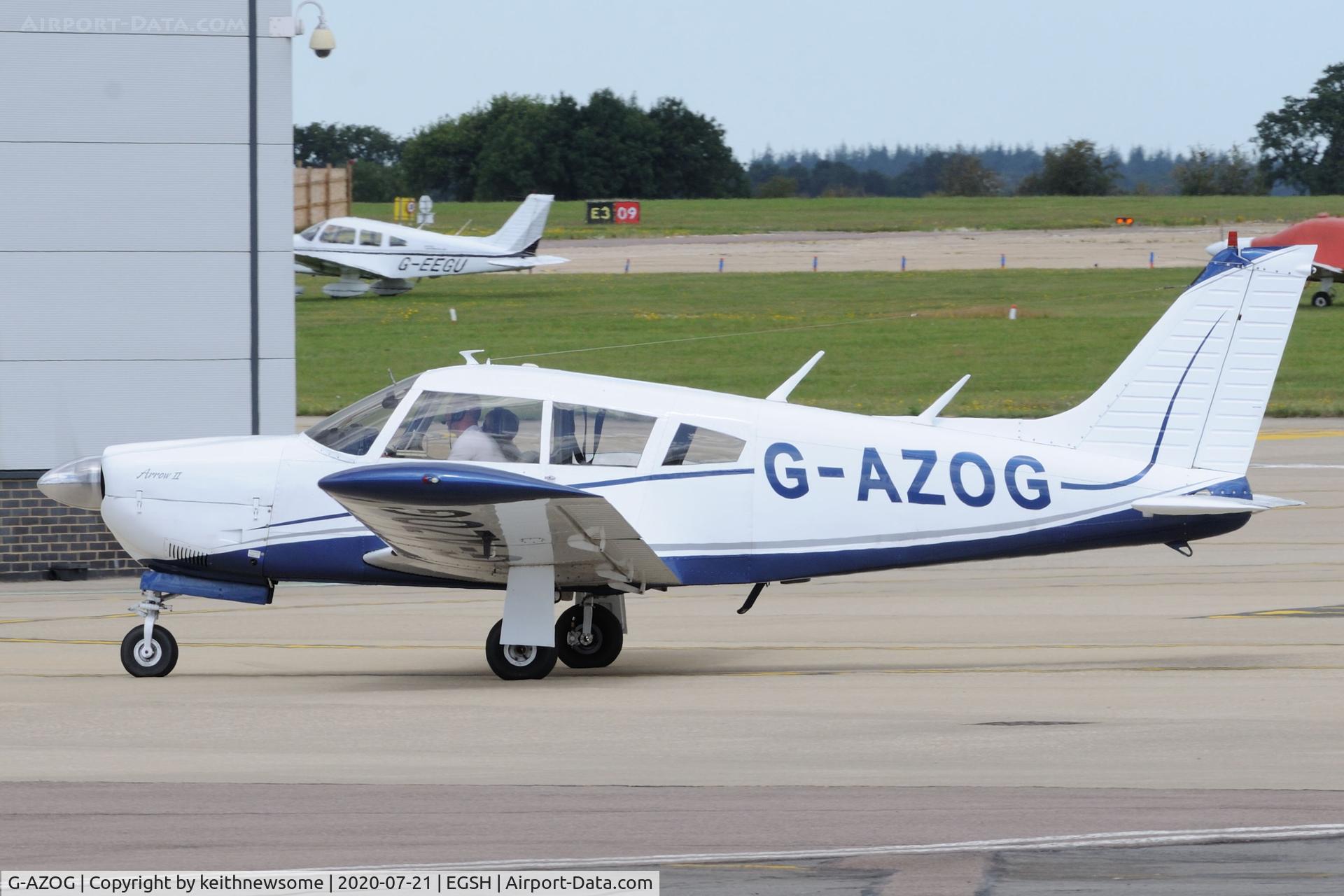 G-AZOG, 1971 Piper PA-28R-200-2 Cherokeee Arrow II C/N 28R-7235009, Arriving at Norwich.