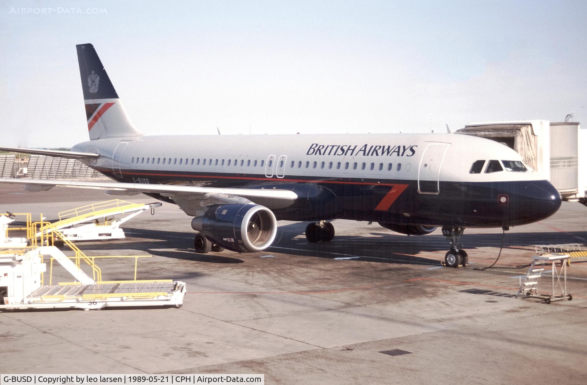 G-BUSD, 1988 Airbus A320-111 C/N 011, Copenhagen 21.5.1989