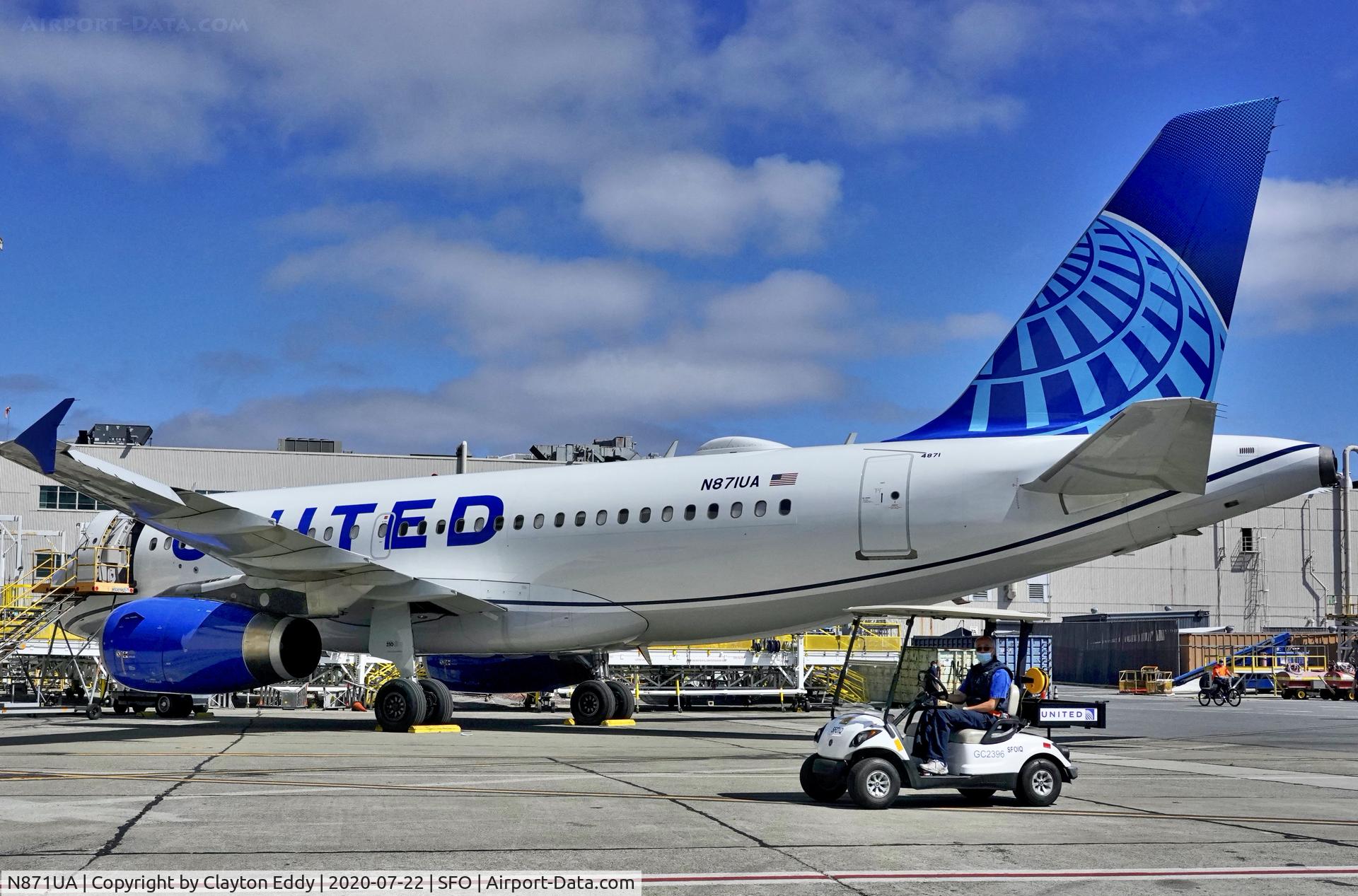 N871UA, 2003 Airbus A319-132 C/N 1971, SFO 2020.