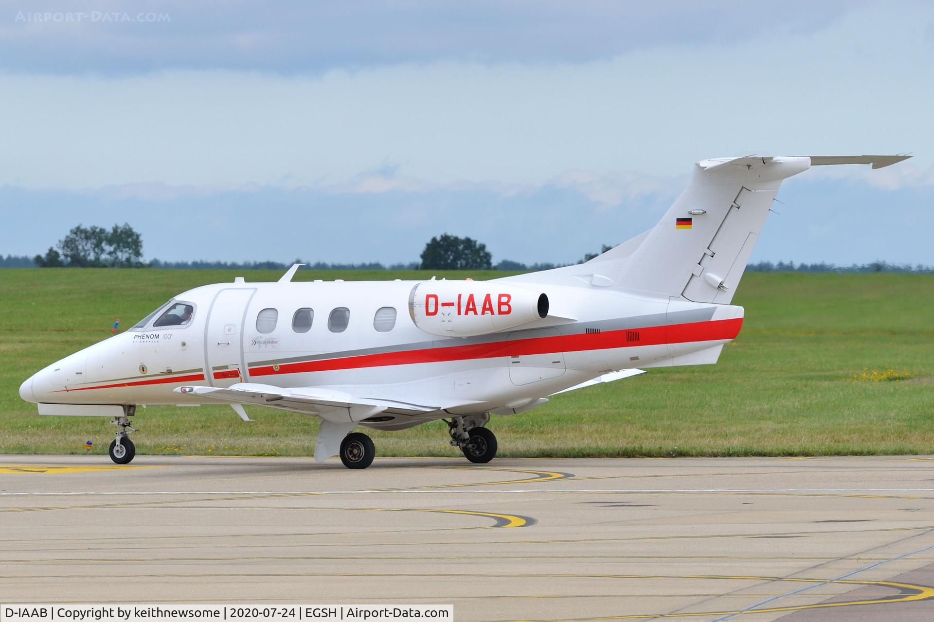 D-IAAB, 2010 Embraer EMB-500 Phenom 100 C/N 50000180, Arriving at Norwich from Nice.