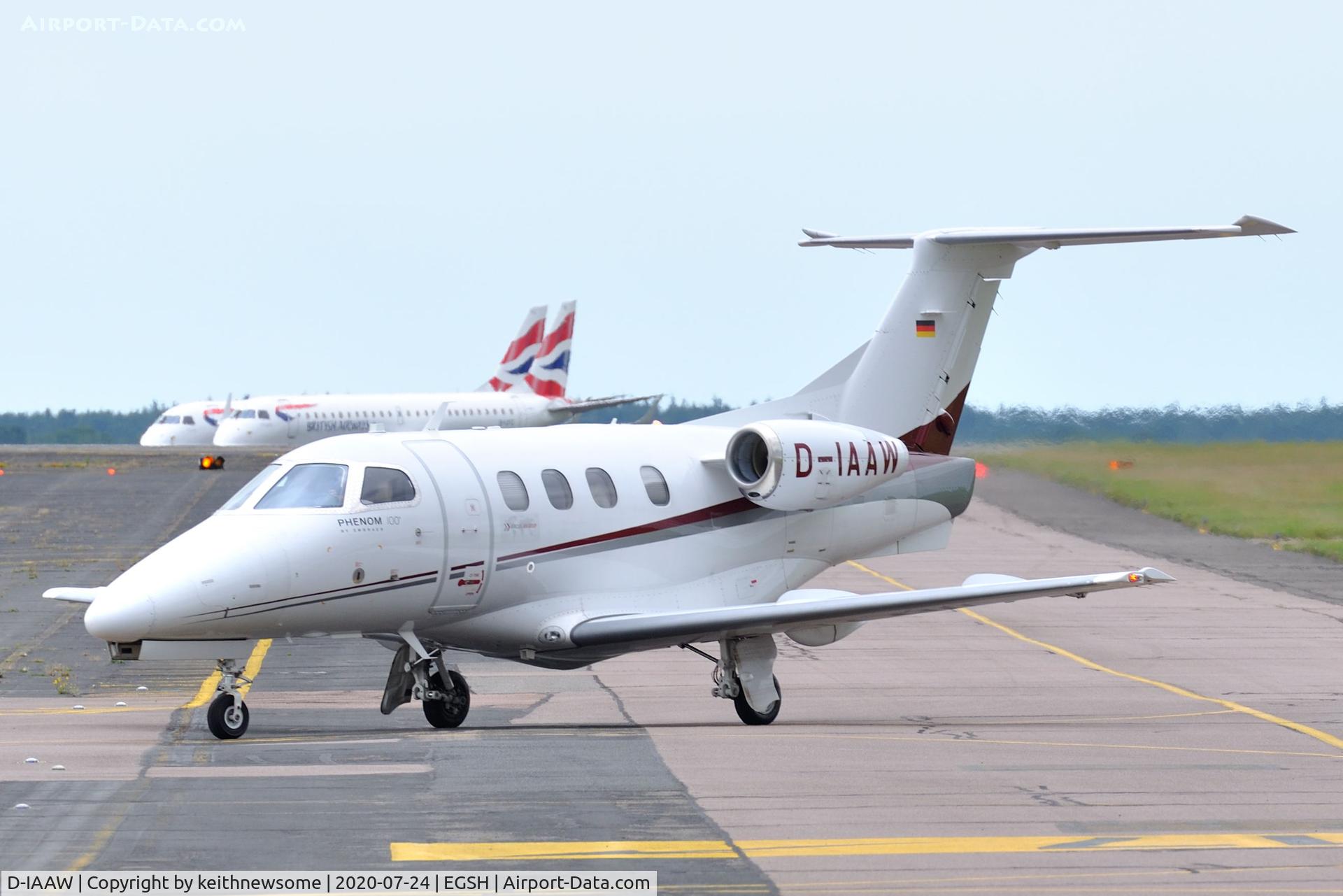 D-IAAW, 2011 Embraer EMB-500 Phenom 100 C/N 50000245, Arriving at Norwich from Brest.