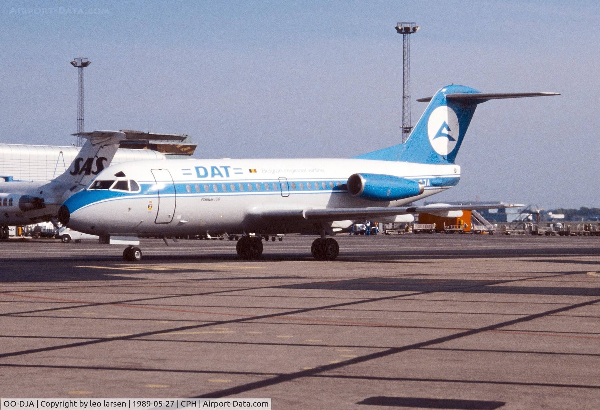OO-DJA, 1980 Fokker F.28-3000 Fellowship C/N 11163, Copenhagen 27.5.1989