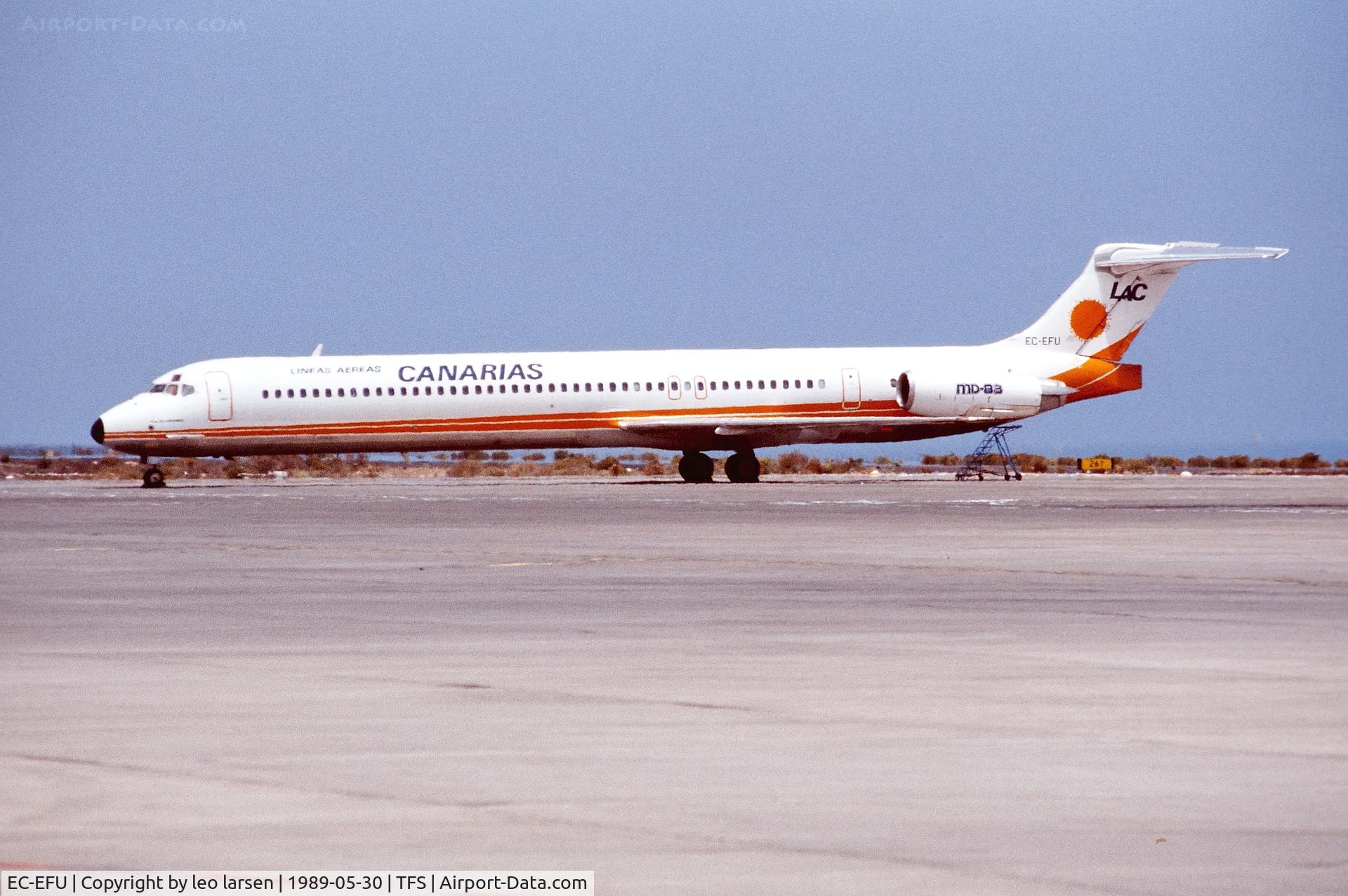 EC-EFU, 1987 McDonnell Douglas MD-83 (DC-9-83) C/N 49574, Tenerife South 30.5.1989