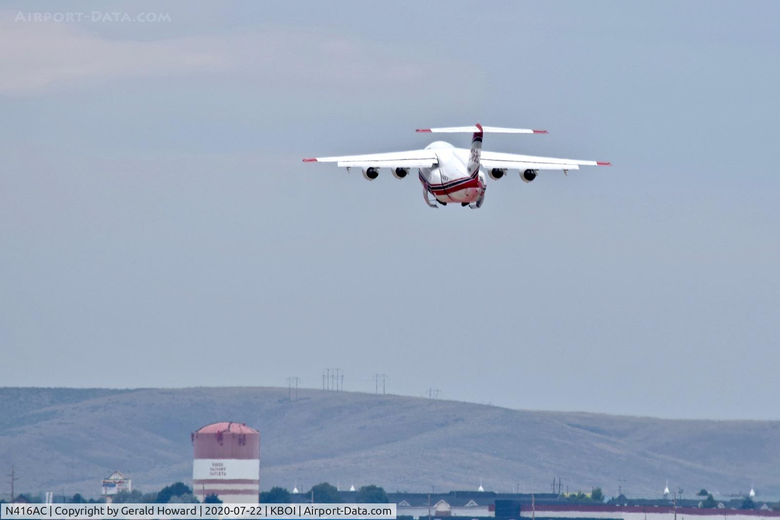 N416AC, 1999 BAE Systems Avro 146-RJ85 C/N E.2345, Departing BOI.