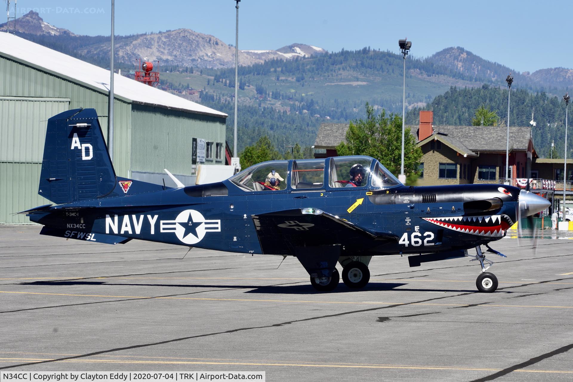 N34CC, 1982 Beech T-34C-1 Turbo Mentor C/N GM-86, Part of the D-day Squadron Truckee Tahoe flyover. July 4th 2020.