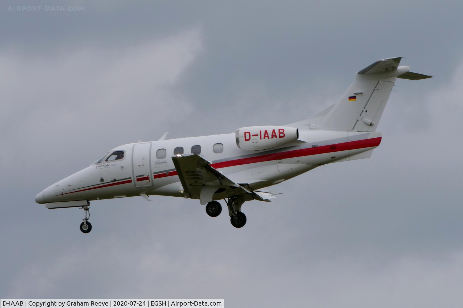 D-IAAB, 2010 Embraer EMB-500 Phenom 100 C/N 50000180, Landing at Norwich.