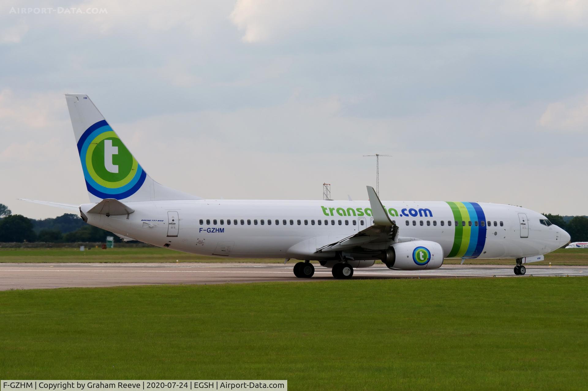 F-GZHM, 2014 Boeing 737-8K2 C/N 37792, Departing from Norwich.