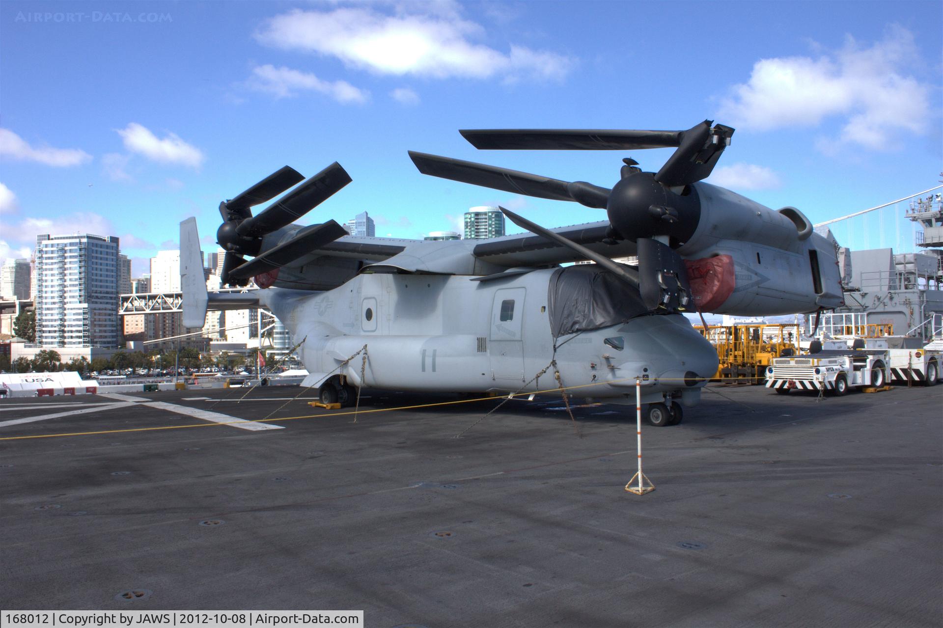 168012, Bell-Boeing MV-22B Osprey C/N D0142, 168012 YX-11 Bell-Boeing MV-22B Osprey  on board USS Makin Island (LHD-8) berthed at San Francisco Harbour