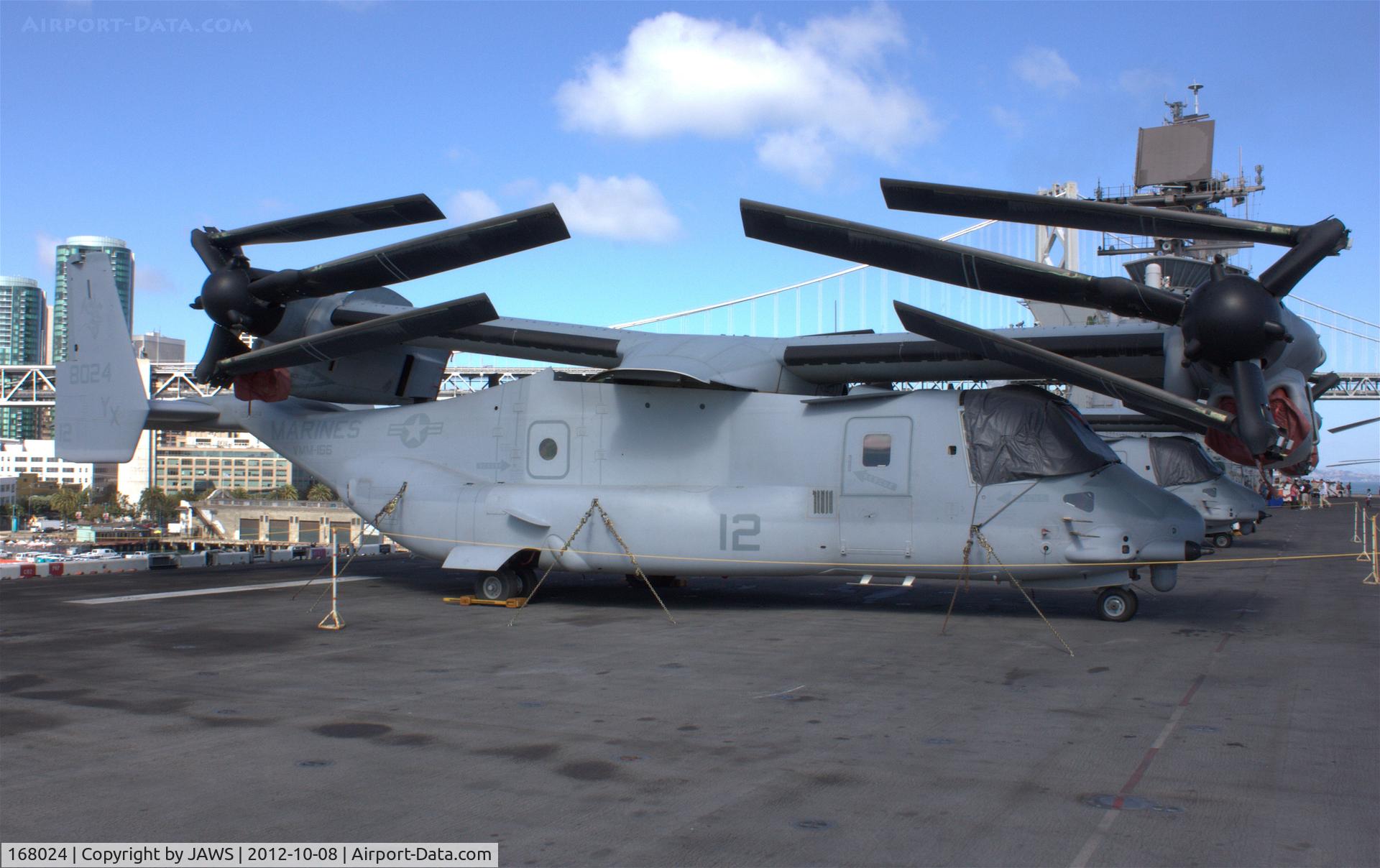 168024, Bell-Boeing MV-22B Osprey C/N D0154, 168024 YX-12 Bell-Boeing MV-22B Osprey  on board USS Makin Island (LHD-8) berthed at San Francisco Harbour