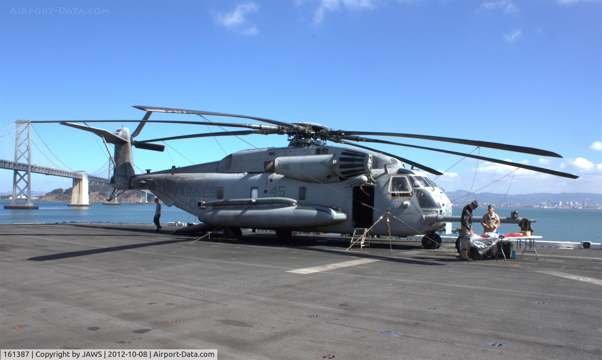 161387, Sikorsky CH-53E C/N 65-444, 161387 YX-45 Sikorsky CH-53E  on board USS Makin Island (LHD-8) berthed at San Francisco Harbour