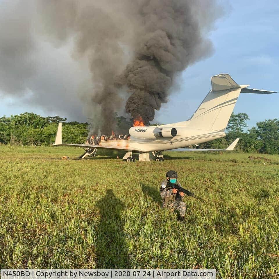 N450BD, 1983 Gulfstream Aerospace G-1159A Gulfstream III C/N 412, Destroyed by fire at a cocaine pick-up airfield in Central America