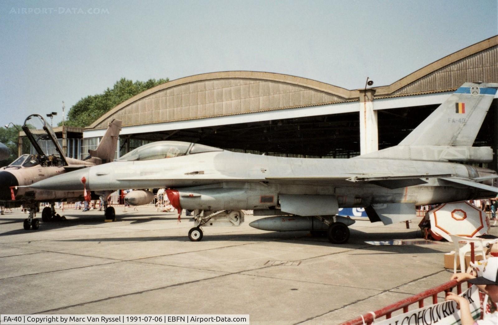 FA-40, SABCA F-16A Fighting Falcon C/N 6H-40, Koksijde Airshow 1991.