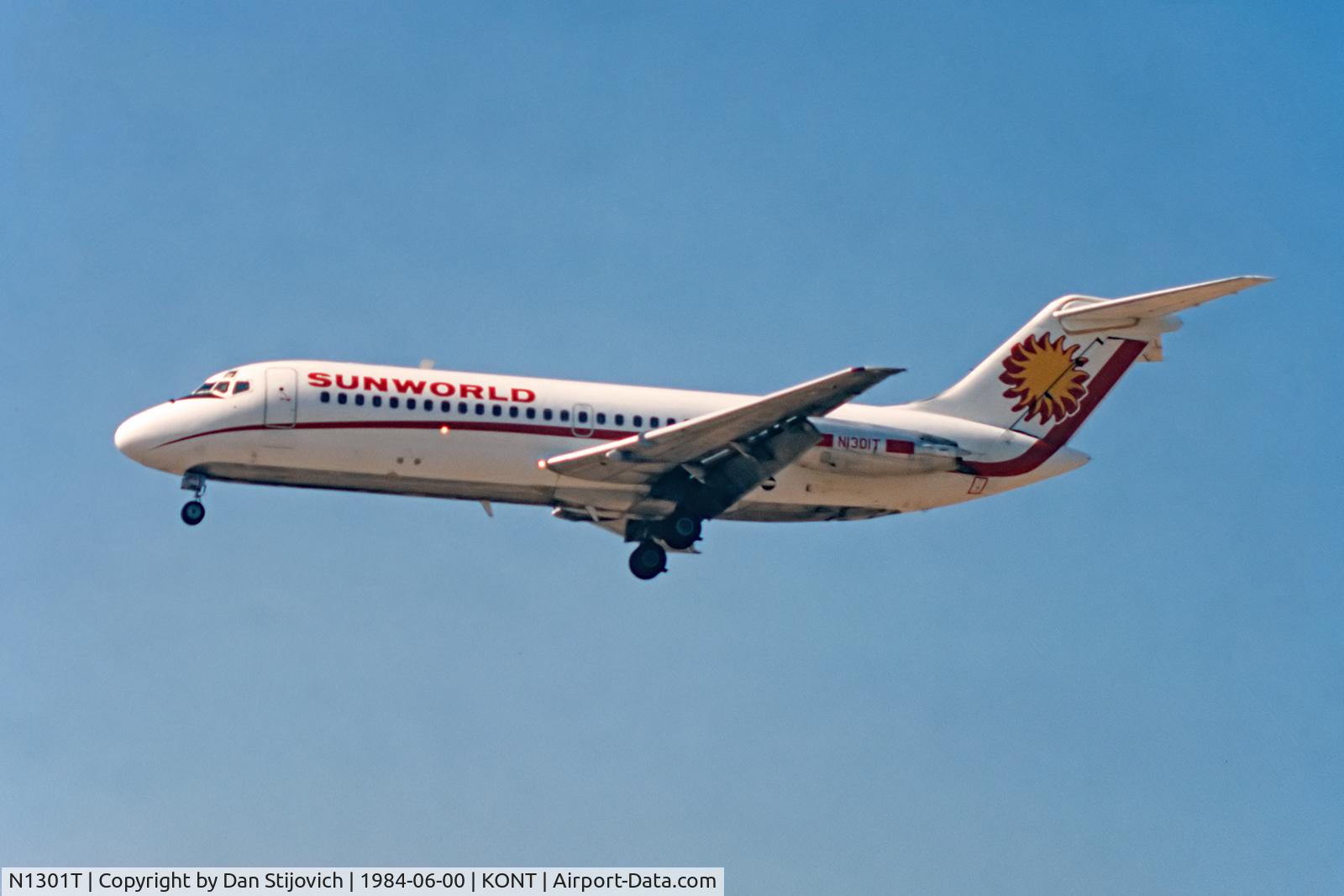 N1301T, 1966 Douglas DC-9-14 C/N 45695, Landing at Ontario Int'l  June 1984