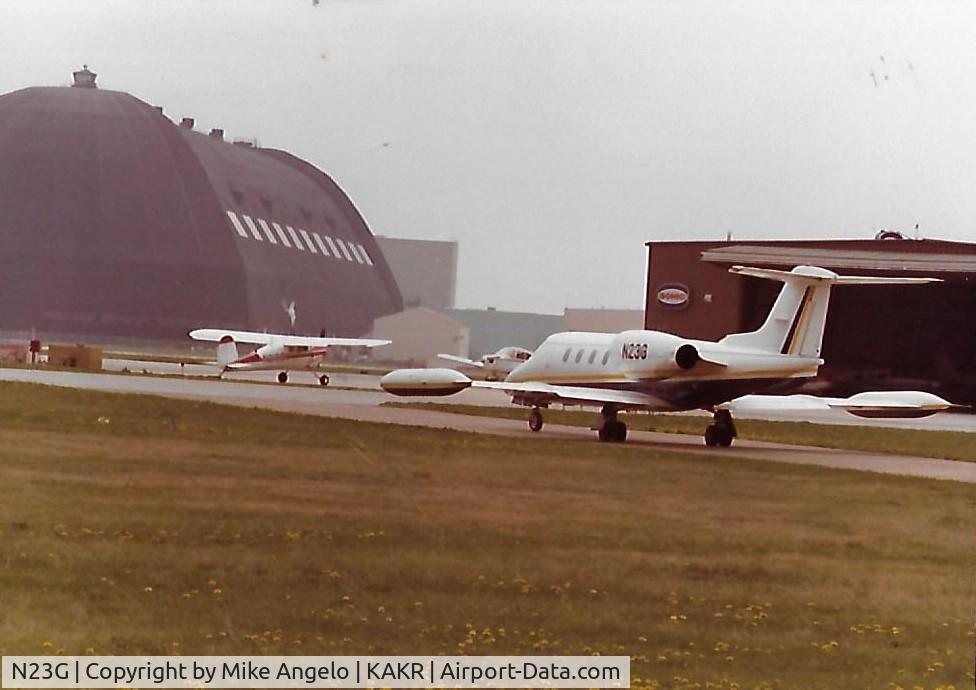 N23G, 1977 Gates Learjet 36A C/N 026, Lear 36 026 was purchased new by Goodyear corporate flight operations in the early 1980's.The 36 had a larger fuel tank for long range use. Cabin seating in a 36 was 6 .