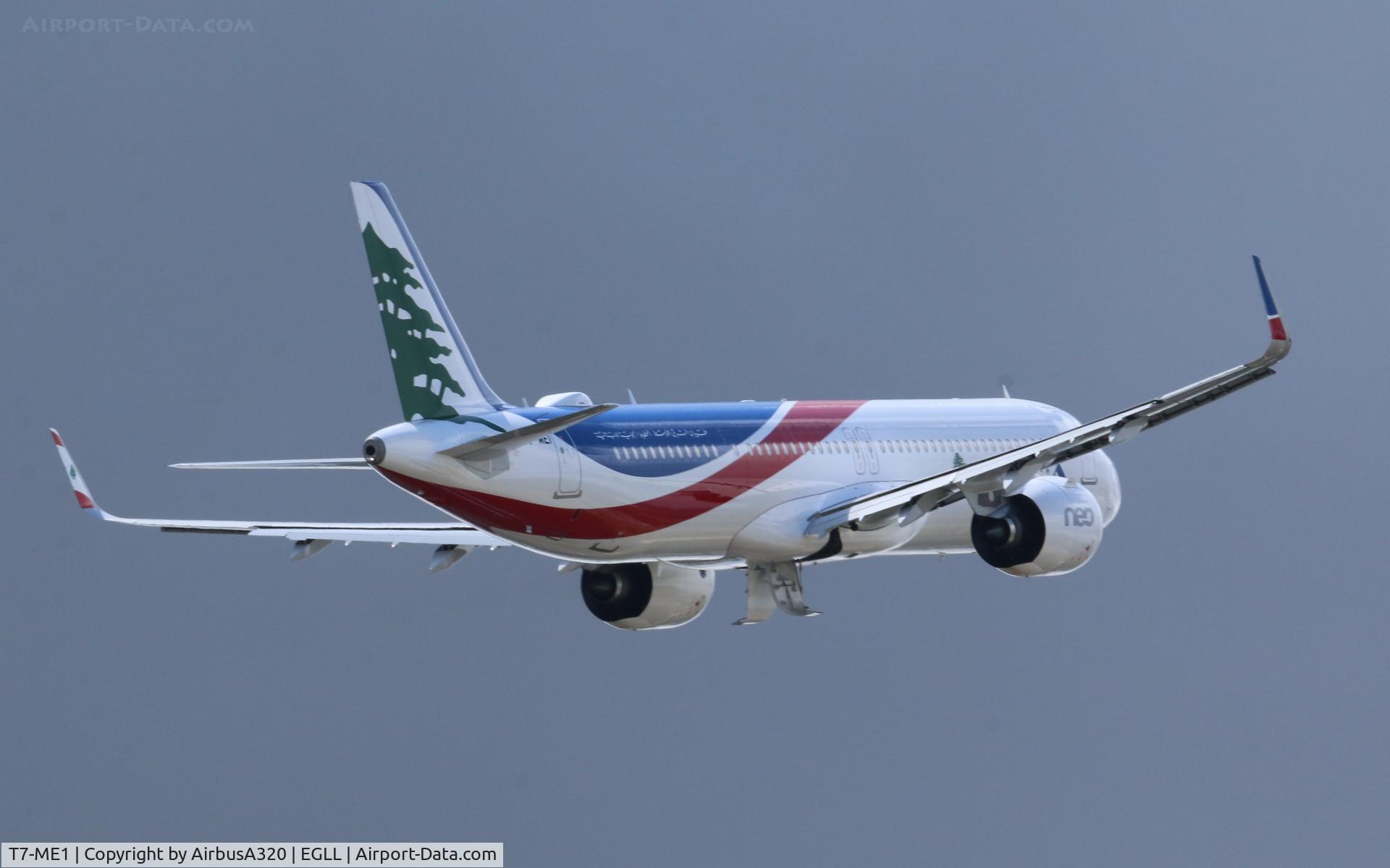 T7-ME1, 2020 Airbus A321-271NX C/N 9427, departing LHR