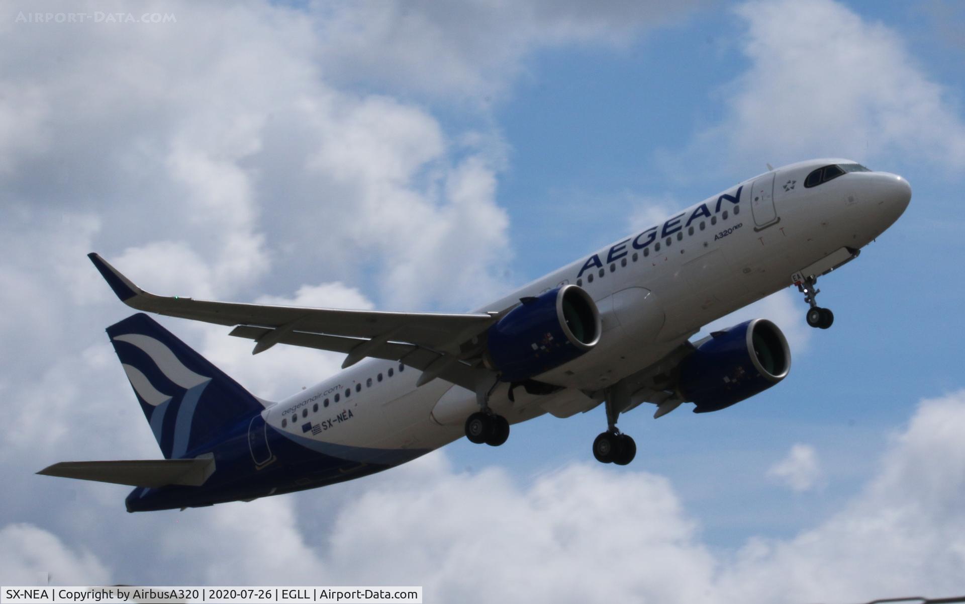 SX-NEA, 2020 Airbus A320-271N C/N 9497, Departing Heathrow