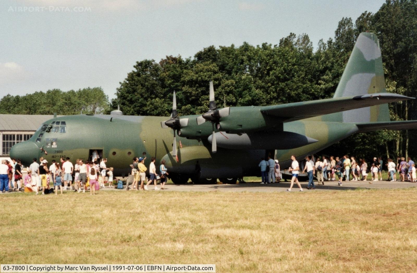 63-7800, 1963 Lockheed C-130E Hercules C/N 382-3866, At Koksijde Airshow 1991. 167 TAG  USAF.