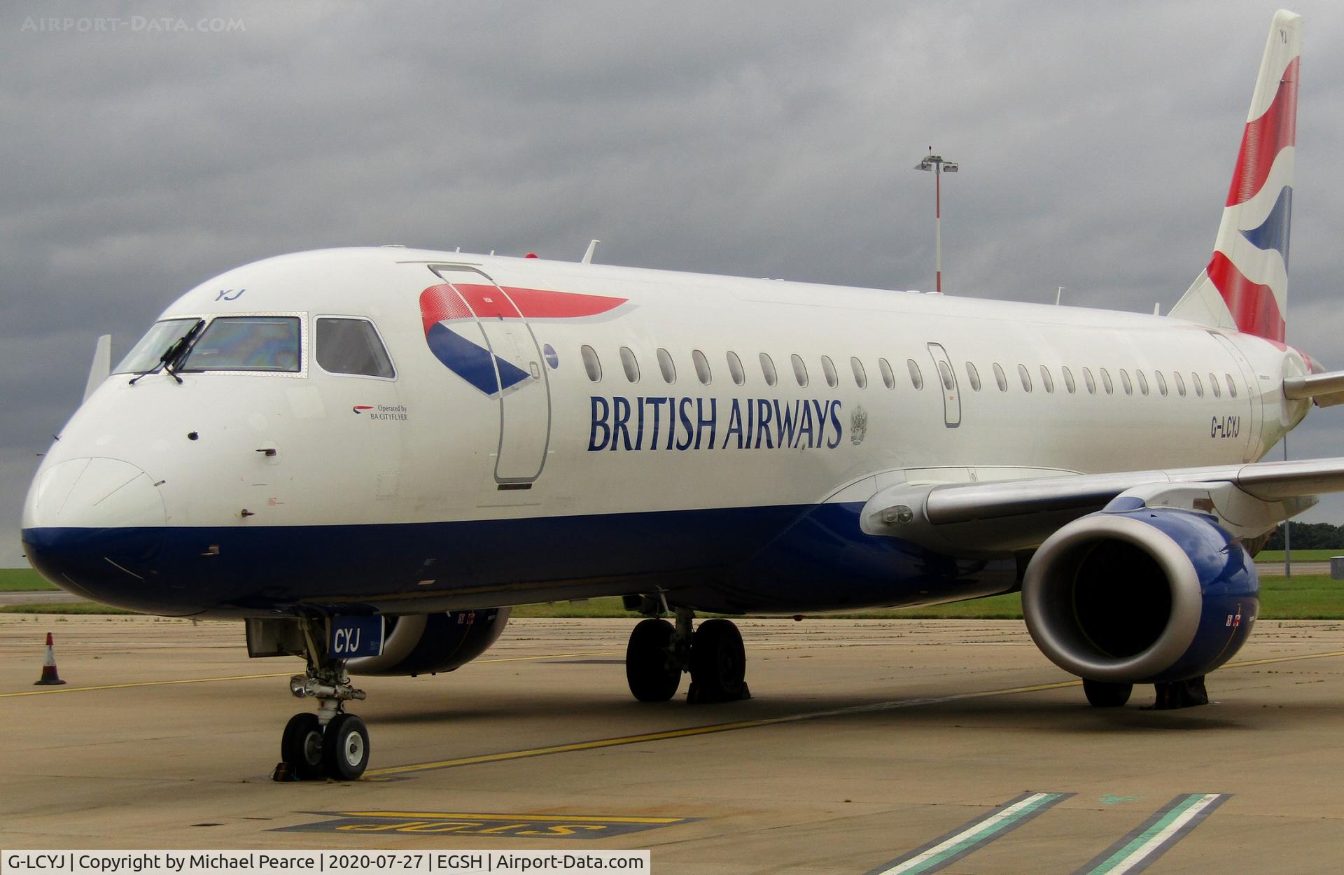 G-LCYJ, 2010 Embraer 190SR (ERJ-190-100SR) C/N 19000339, Parked on Stand 5 after an engine change by KLM UK Engineering. Stored in various phases NWI since 17th March 2020.