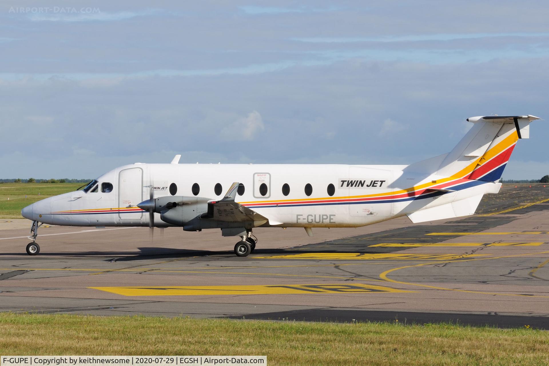 F-GUPE, 1996 Beech 1900D C/N UE-248, Arriving at Norwich from Paris.