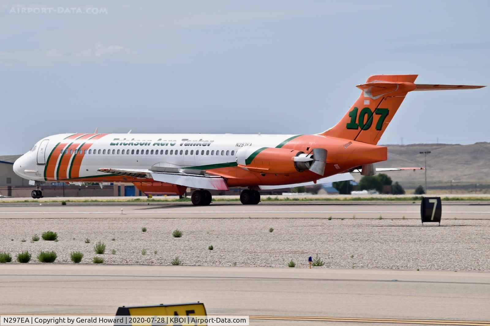 N297EA, 1991 McDonnell Douglas MD-87 (DC-9-87) C/N 53213, Landing roll out on 10L.
