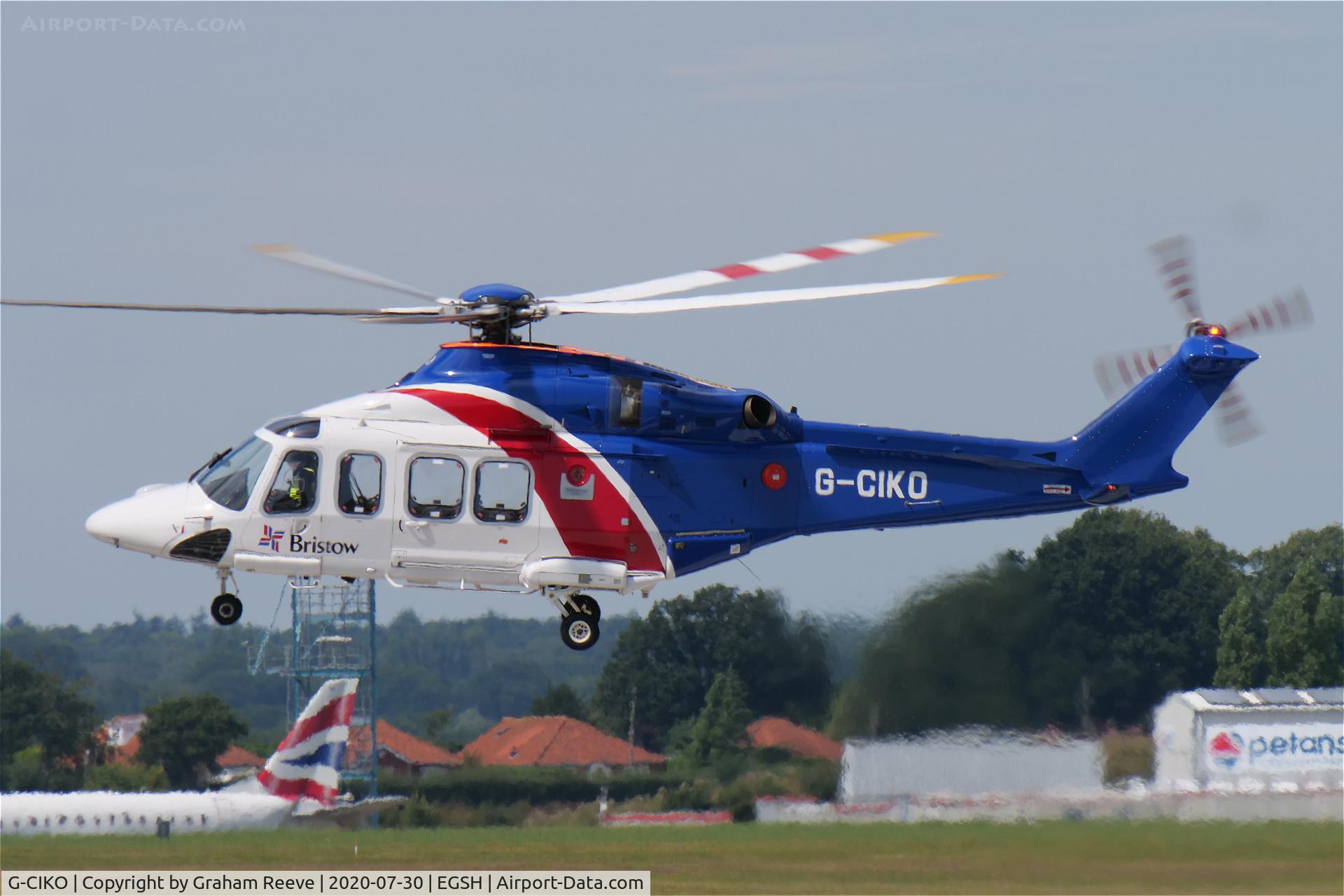 G-CIKO, 2014 AgustaWestland AW-139 C/N 41378, Landing at Norwich.