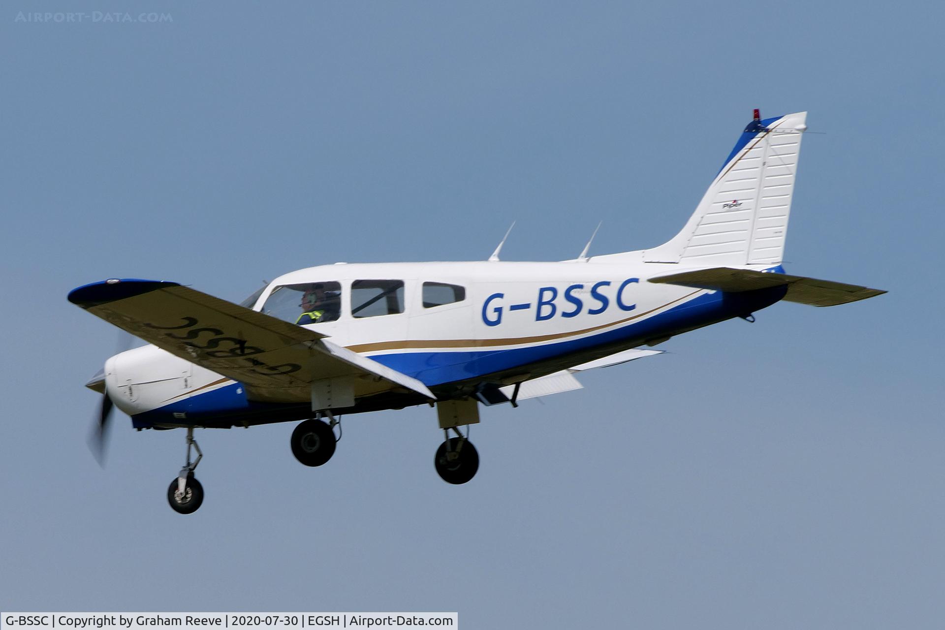 G-BSSC, 1982 Piper PA-28-161 Warrior ll C/N 28-8216176, Landing at Norwich.