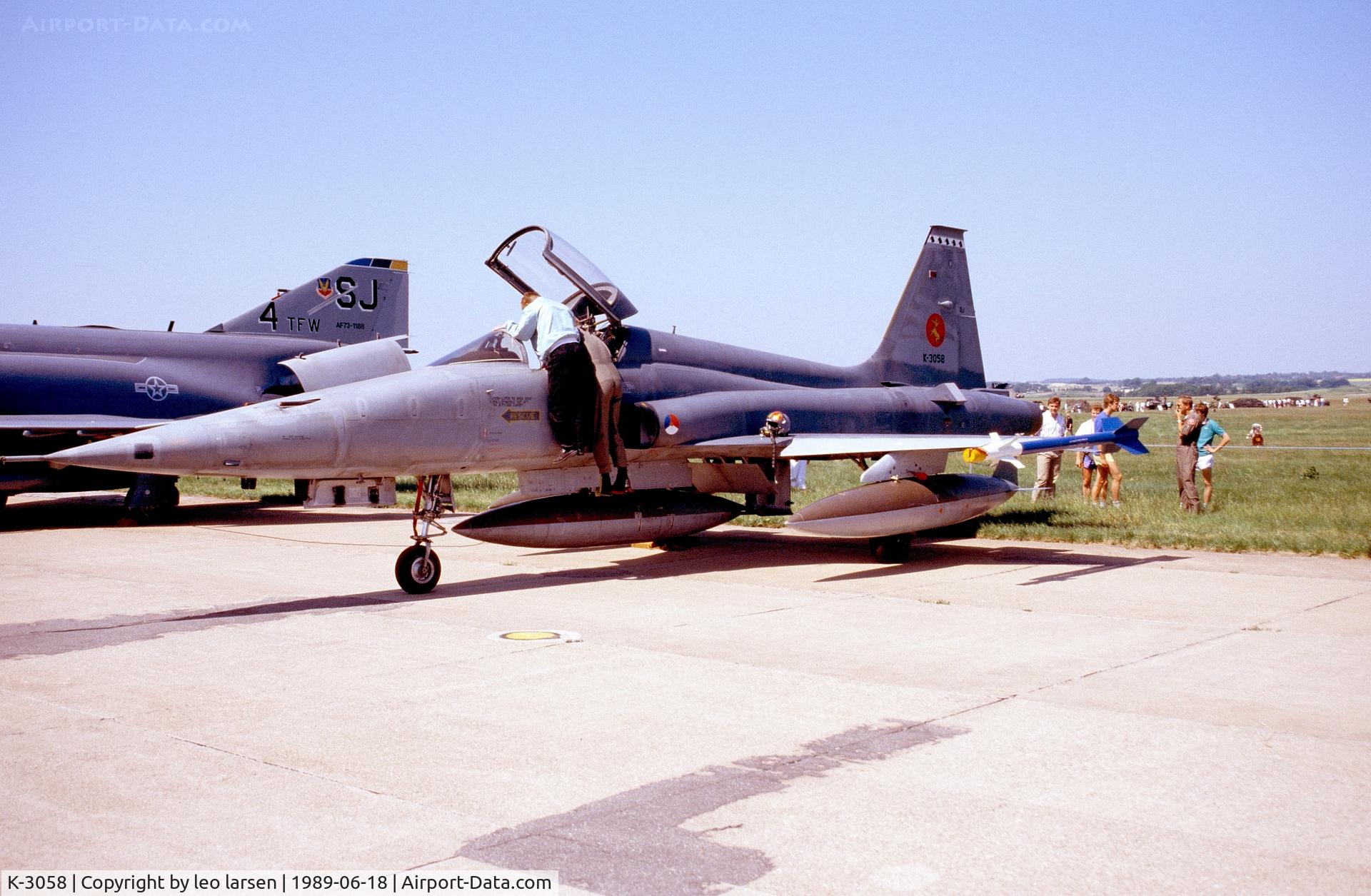 K-3058, 1971 Canadair NF-5A Freedom Fighter C/N 3058, Værløse Air Base Denmark 18.6.1989