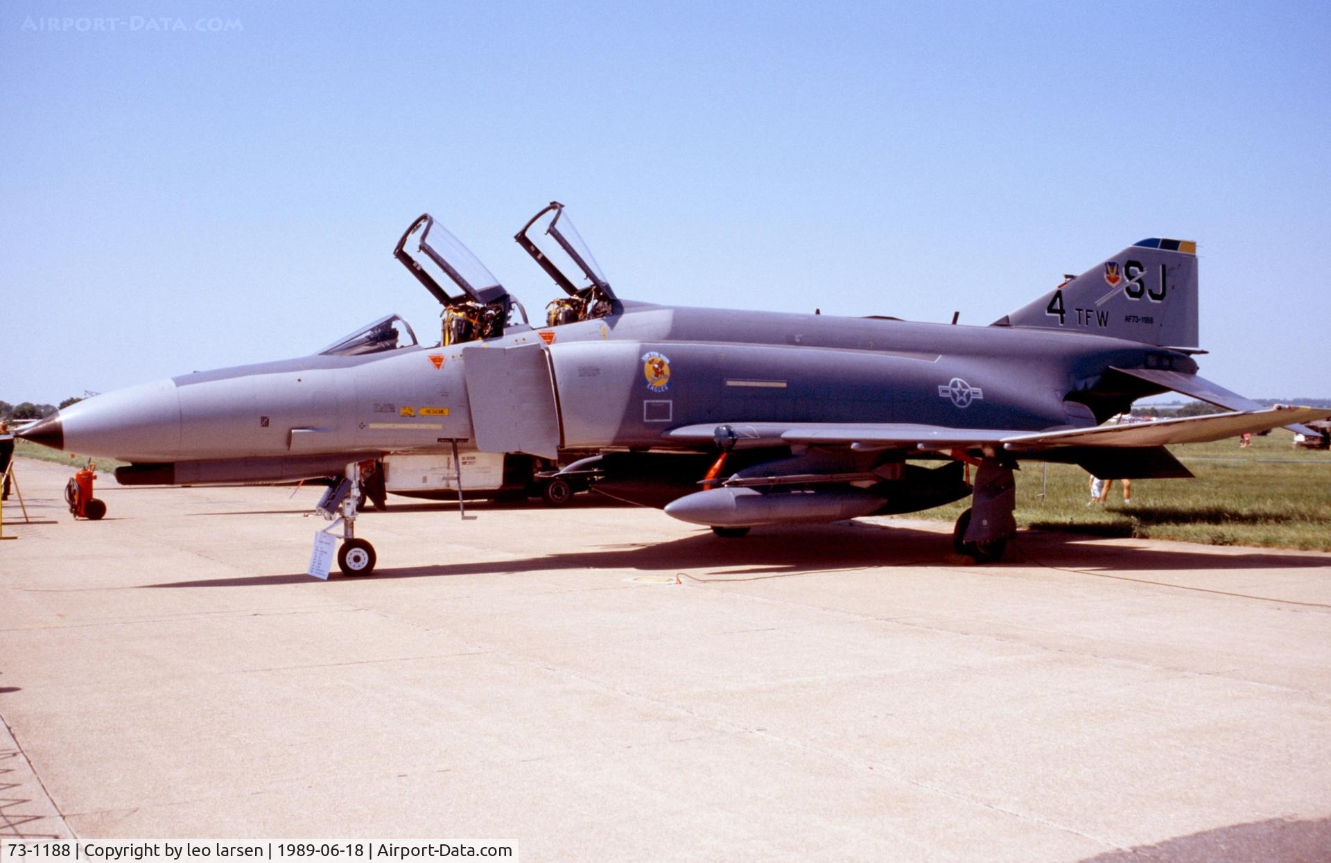 73-1188, 1973 McDonnell F-4E Phantom II C/N 4748, Værløse Air Base Denmark 18.6.1989
