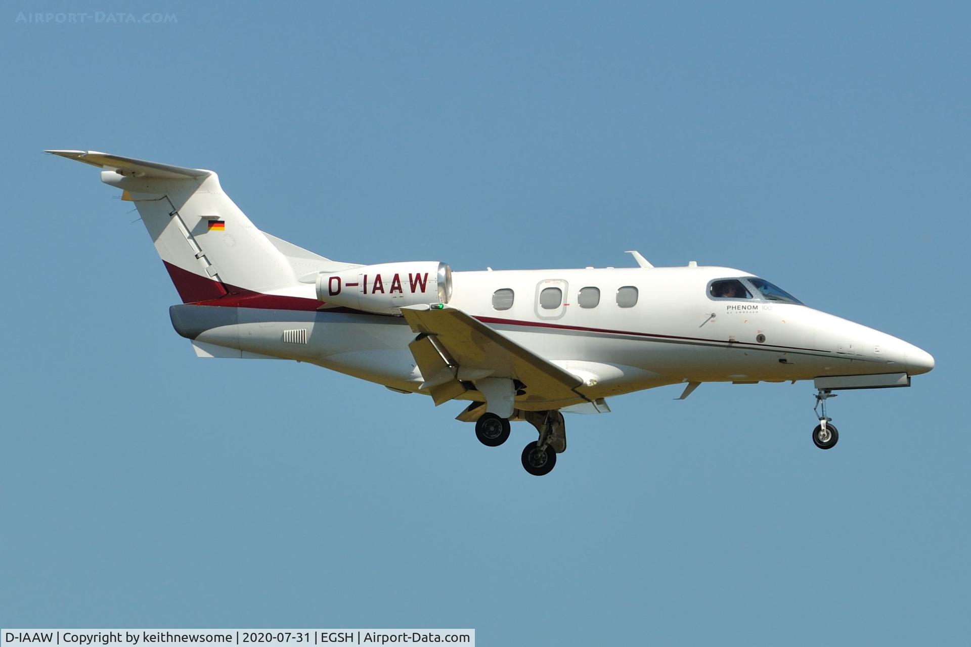 D-IAAW, 2011 Embraer EMB-500 Phenom 100 C/N 50000245, Arriving at Norwich from Biggin Hill.