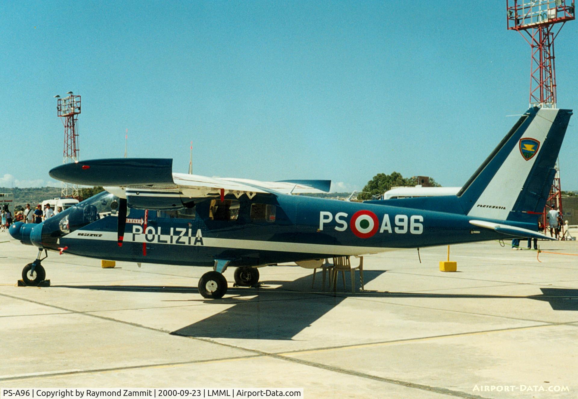 PS-A96, 1985 Partenavia P.68 Observer 2 C/N 337-24-OBS, Partenavia P-68 Observer 2 PS-A96 Italian Police