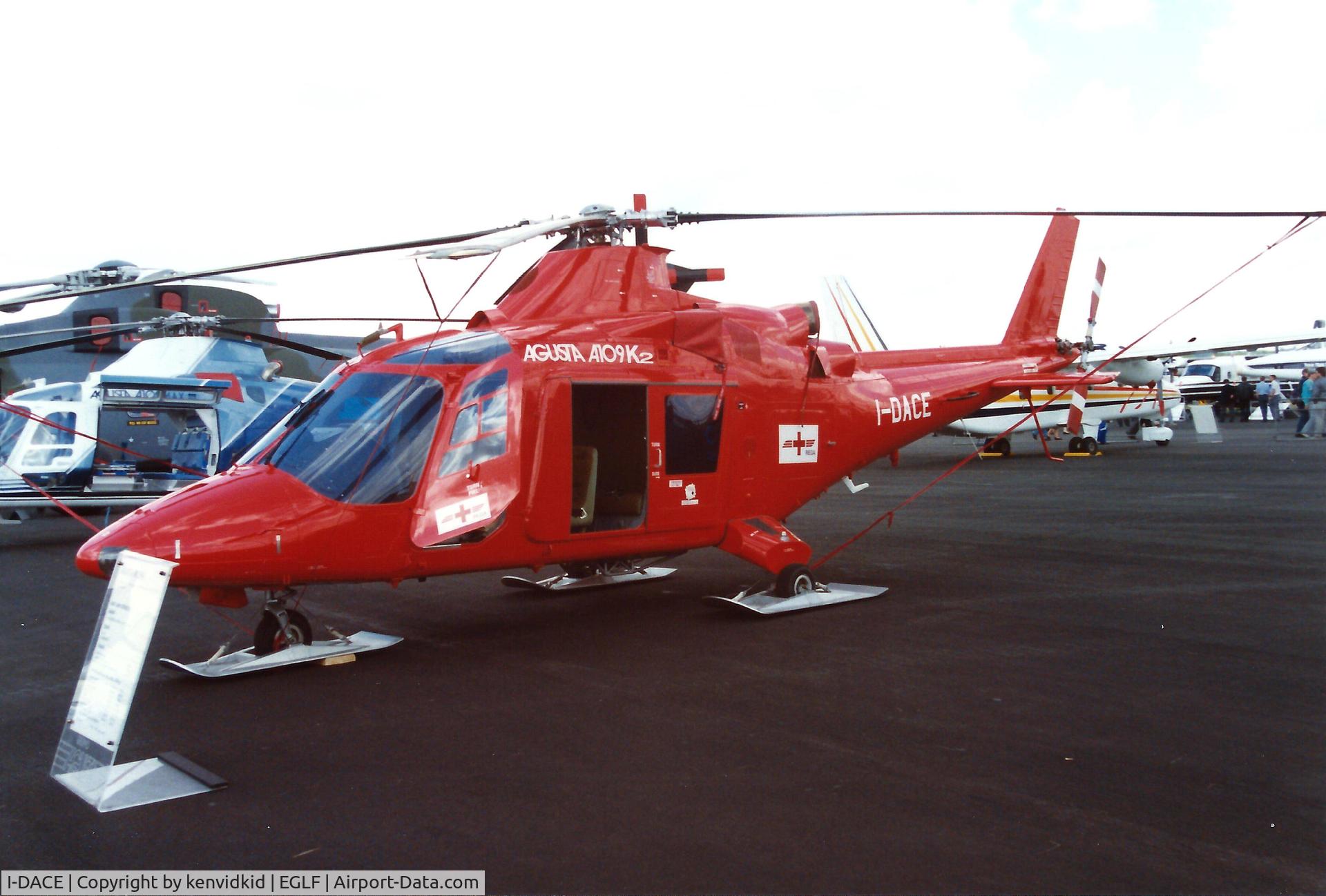 I-DACE, 1984 Agusta A-109K-2 C/N 7340, At the 1990 Farnborough International Air Show.