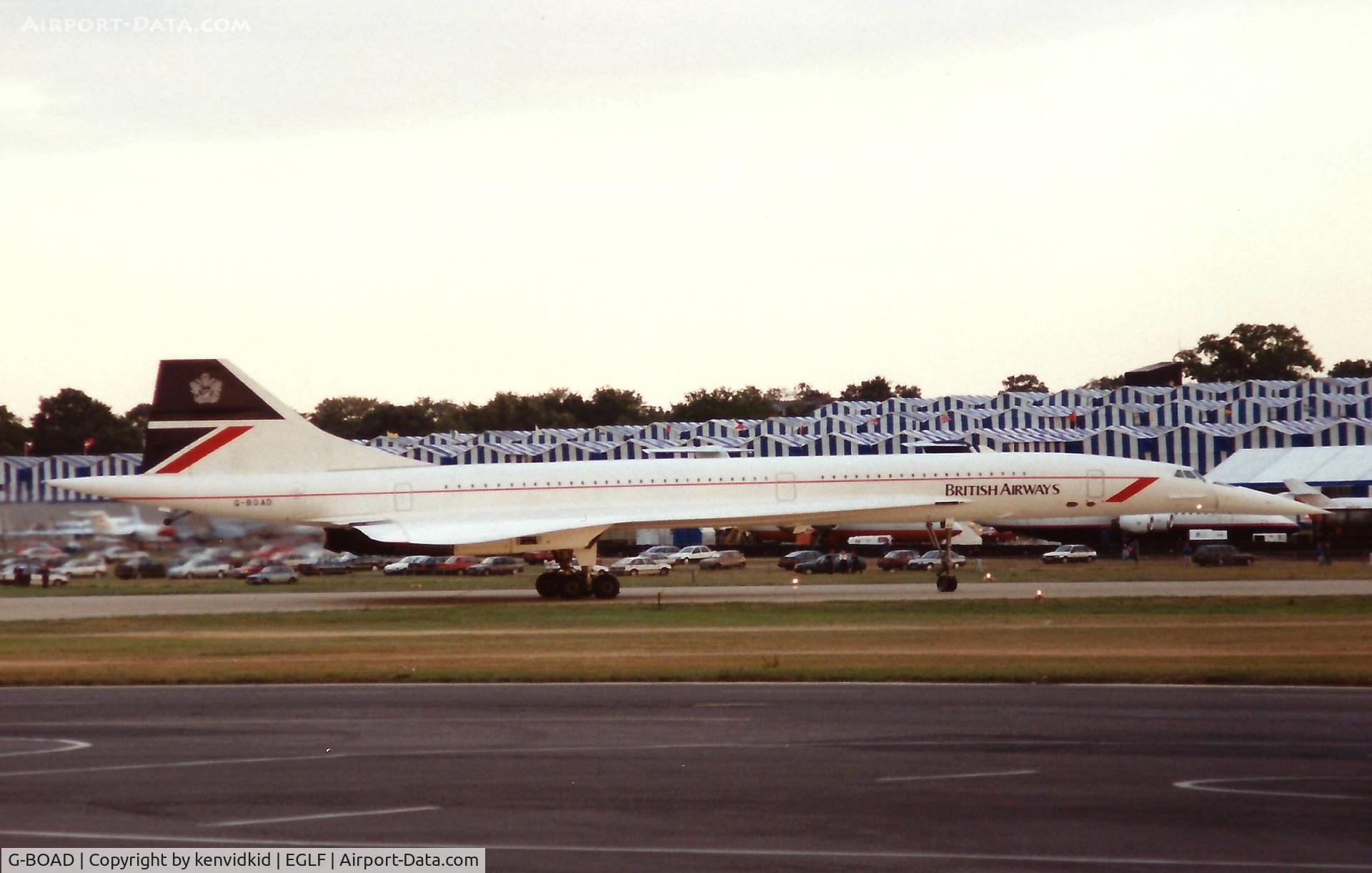 G-BOAD, 1976 Aerospatiale-BAC Concorde 1-102 C/N 100-010, At the 1990 Farnborough International Air Show.