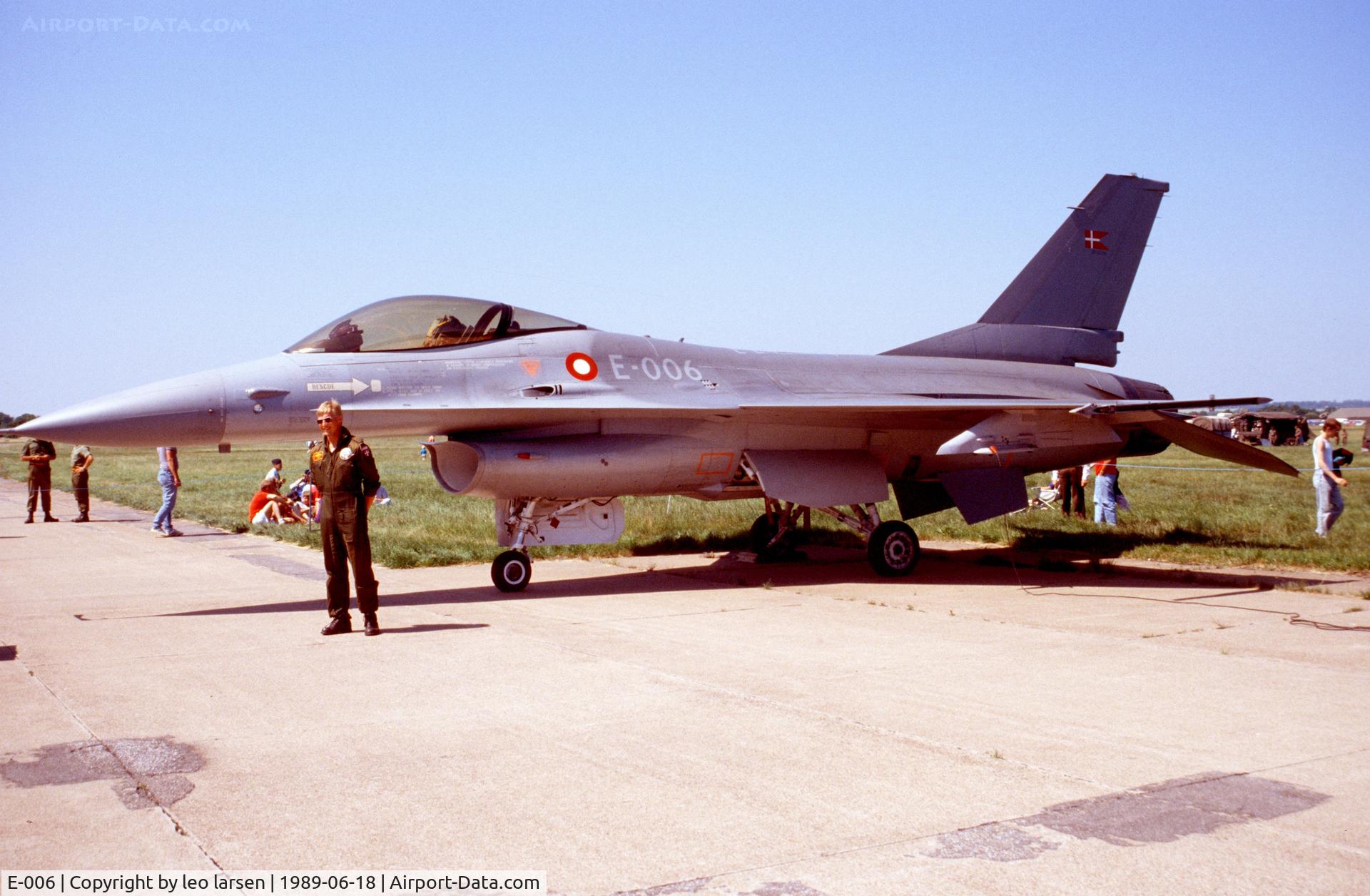 E-006, 1988 SABCA F-16A Fighting Falcon C/N 6F-49, Værløse Air Base 18.6.1989