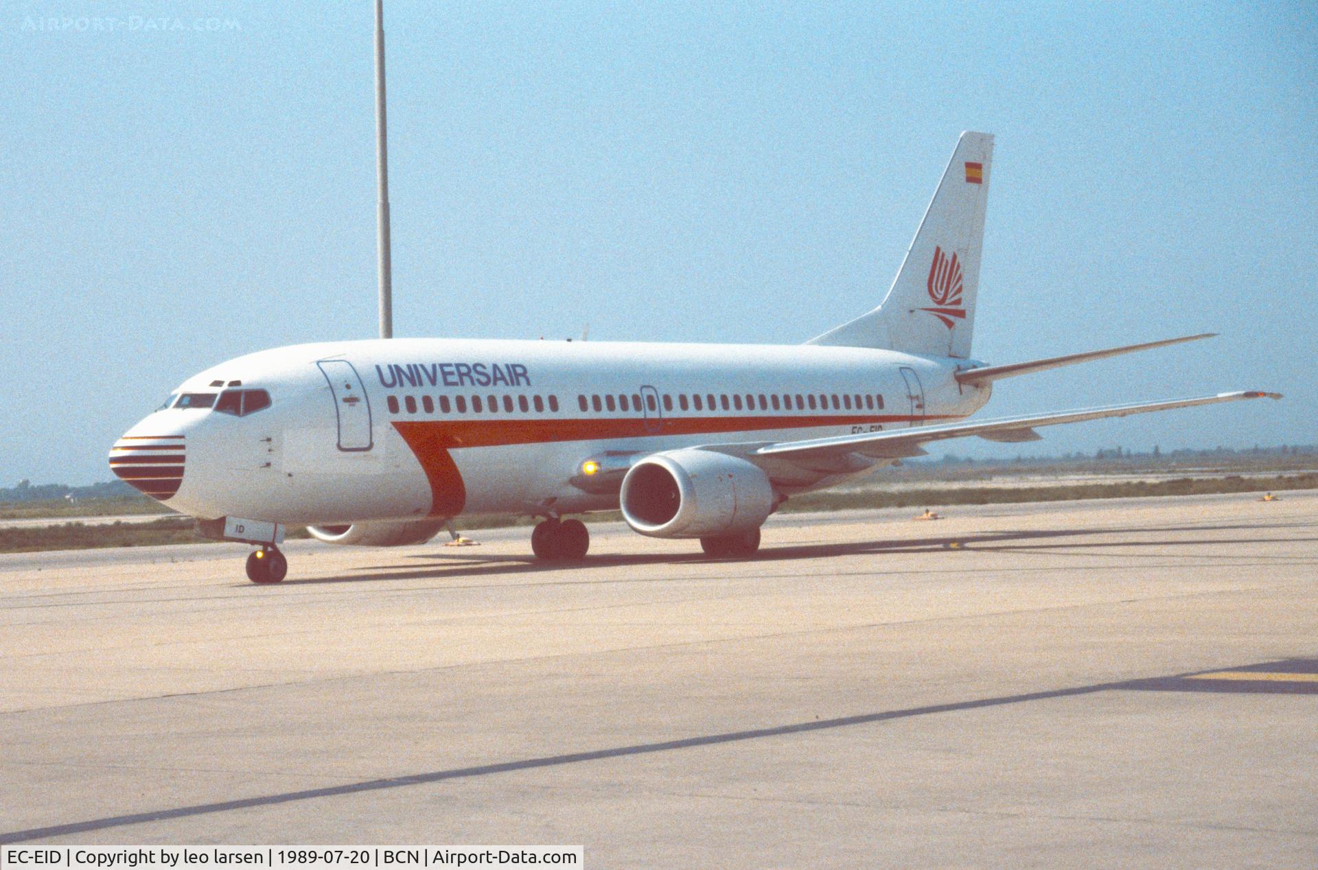 EC-EID, 1988 Boeing 737-3T0 C/N 23941, Barcelona 20.7.1989